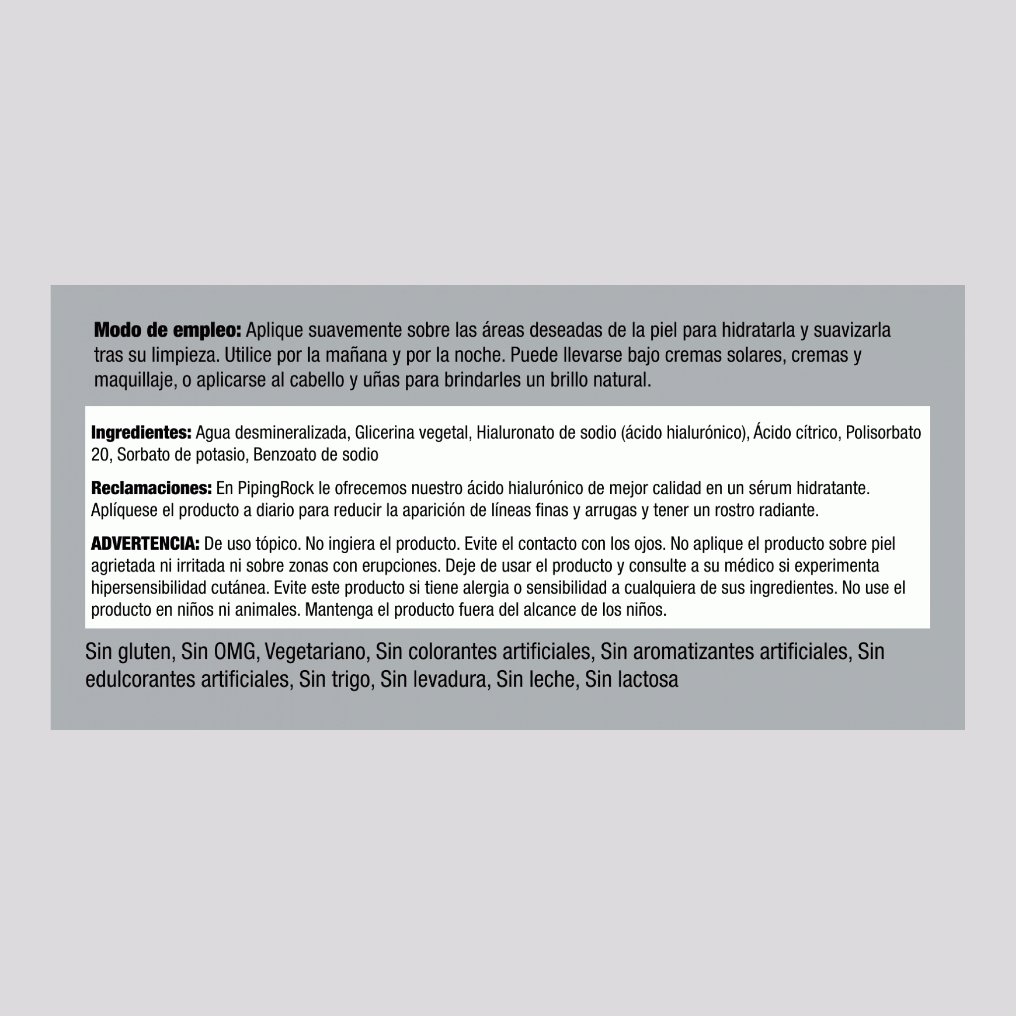 Suero de ácido hialurónico 1 fl oz 30 mL Frasco dispensador    