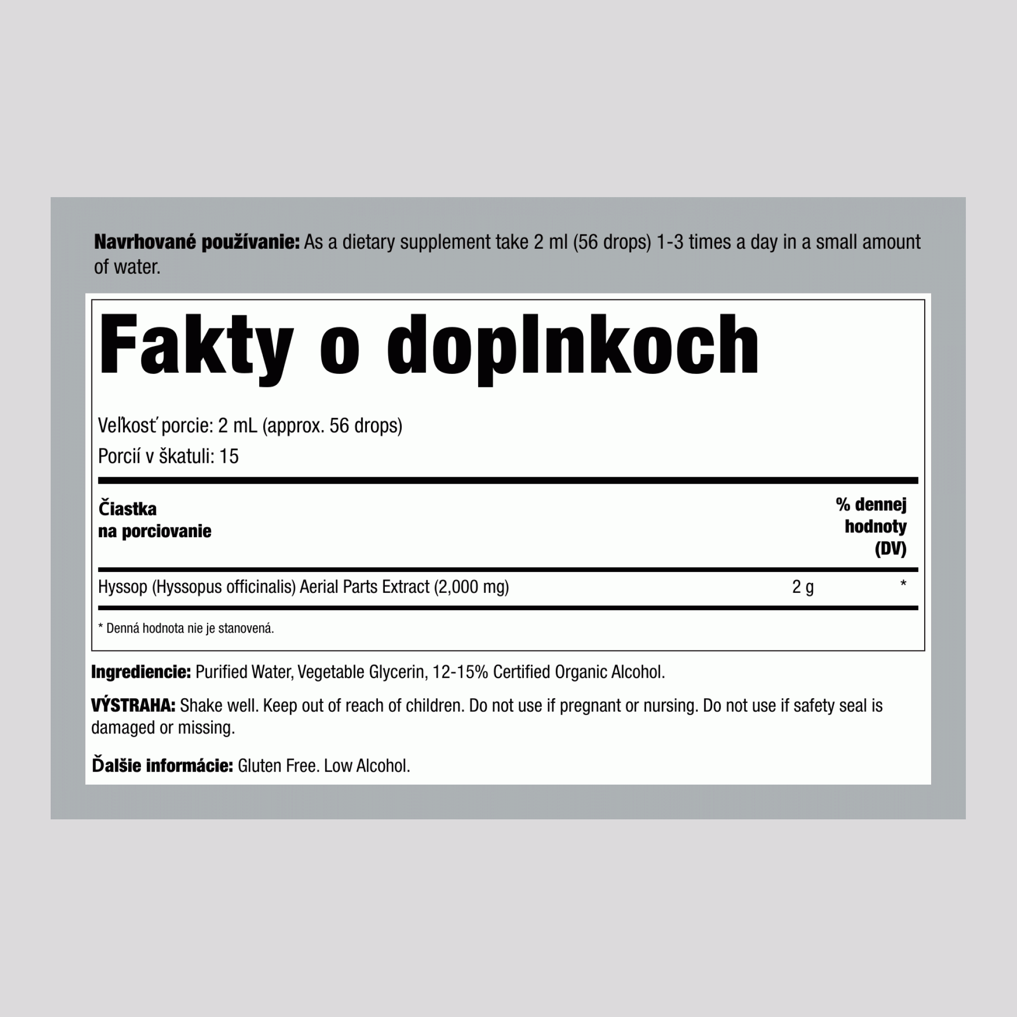 Tekutý extrakt zo yzopu 1 fl oz 30 ml Fľaša na kvapkadlo    