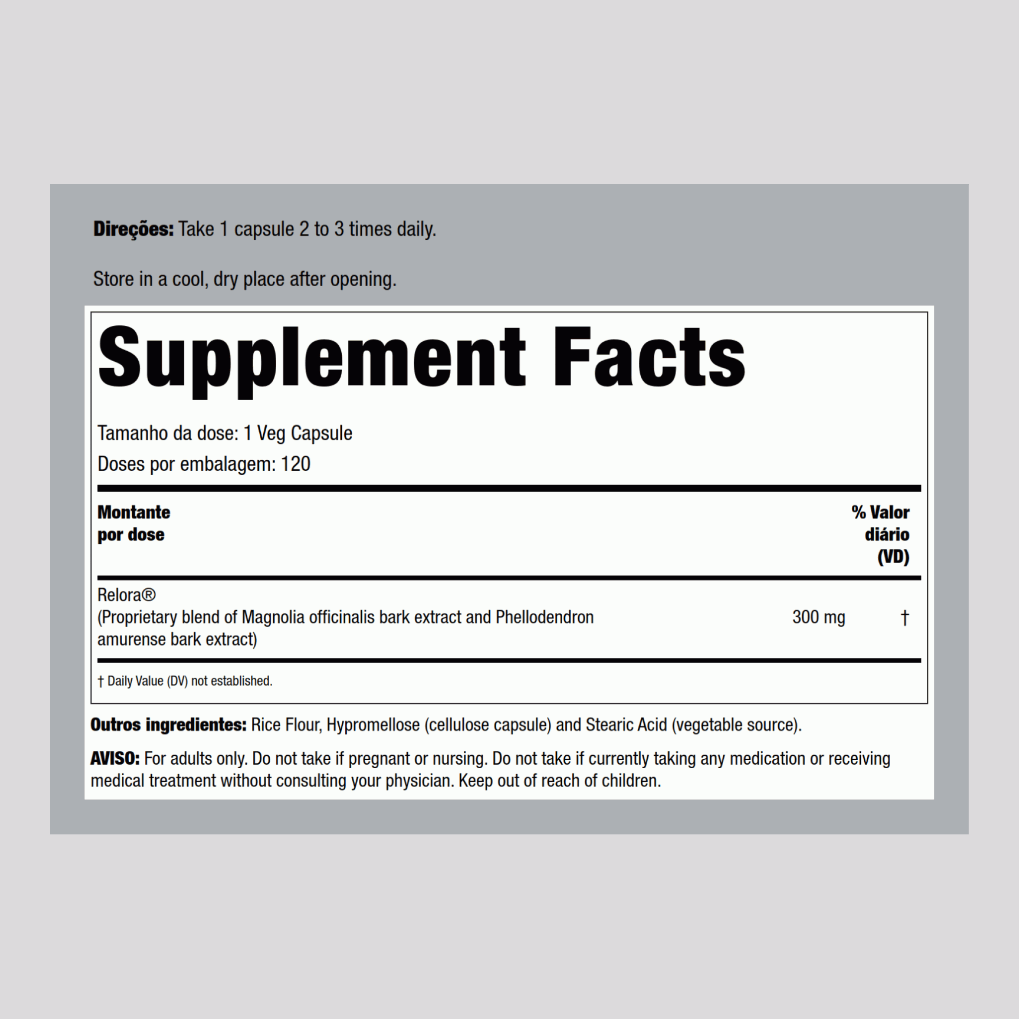 Relora, 300 mg 120 Cápsulas vegetarianas