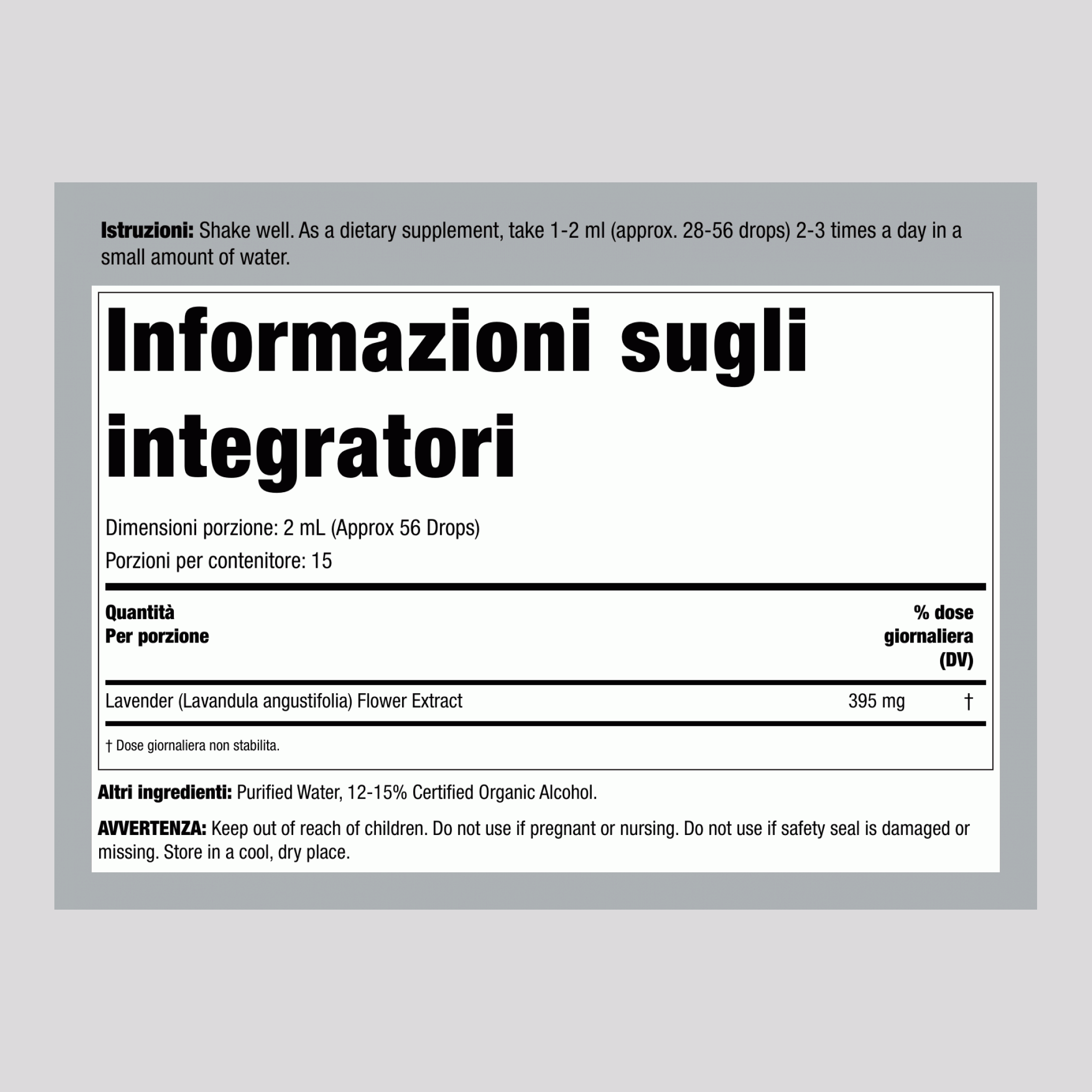 Estratto liquido di fiori di lavanda 1 fl oz 30 mL Flacone contagocce    