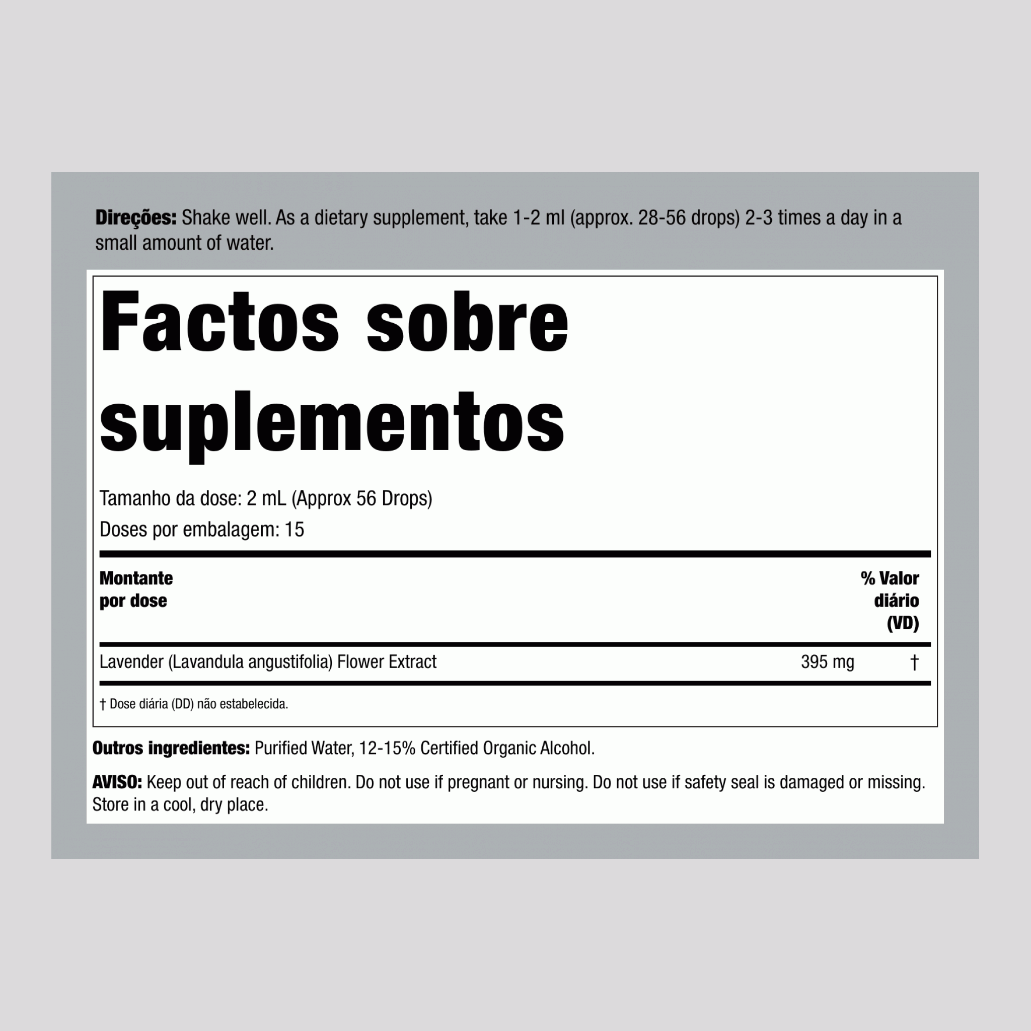 Extrato líquido de flor de lavanda 1 fl oz 30 ml Frasco conta-gotas    