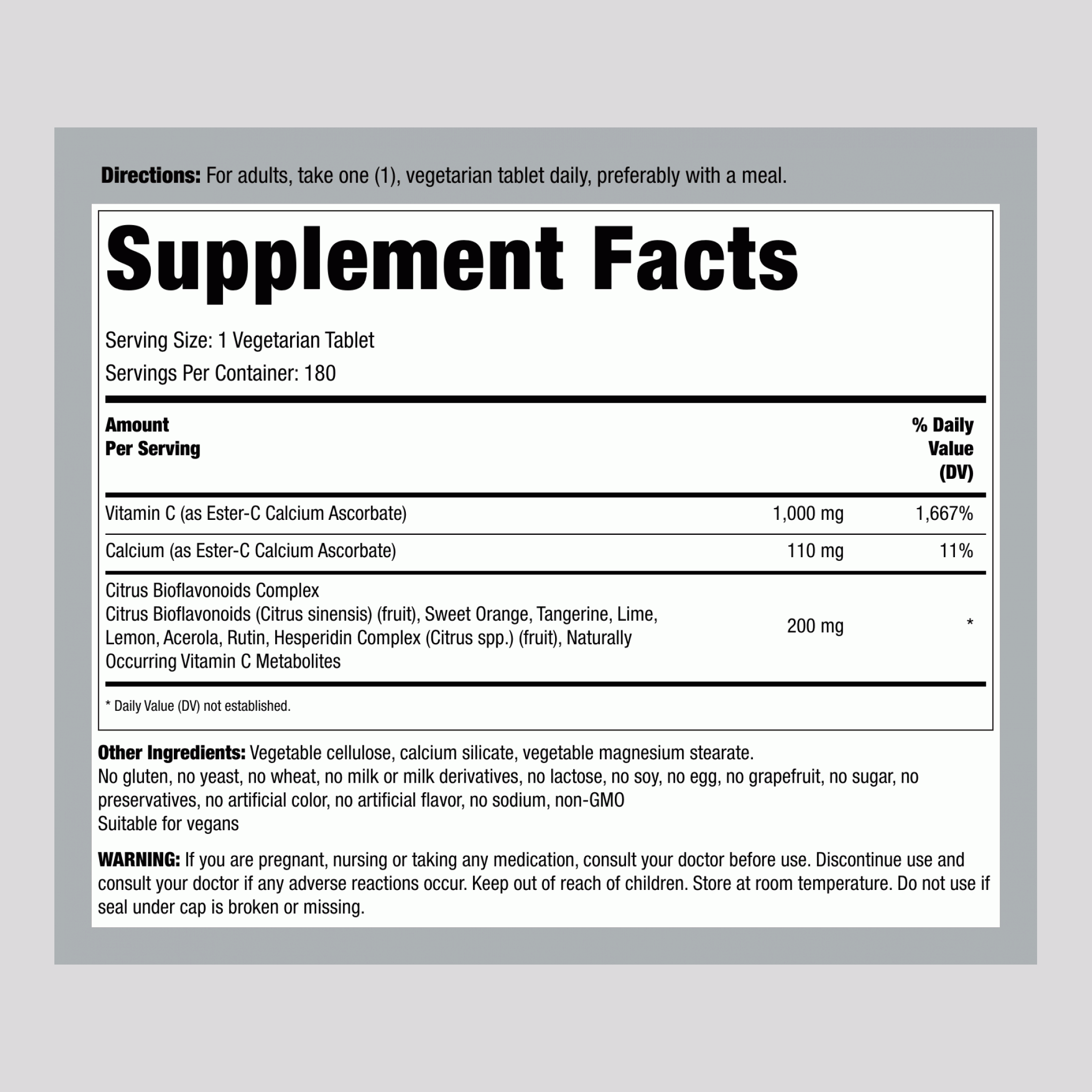 Ester C with Citrus Bioflavonoids, 1000 mg, 180 Vegetarian Tablets