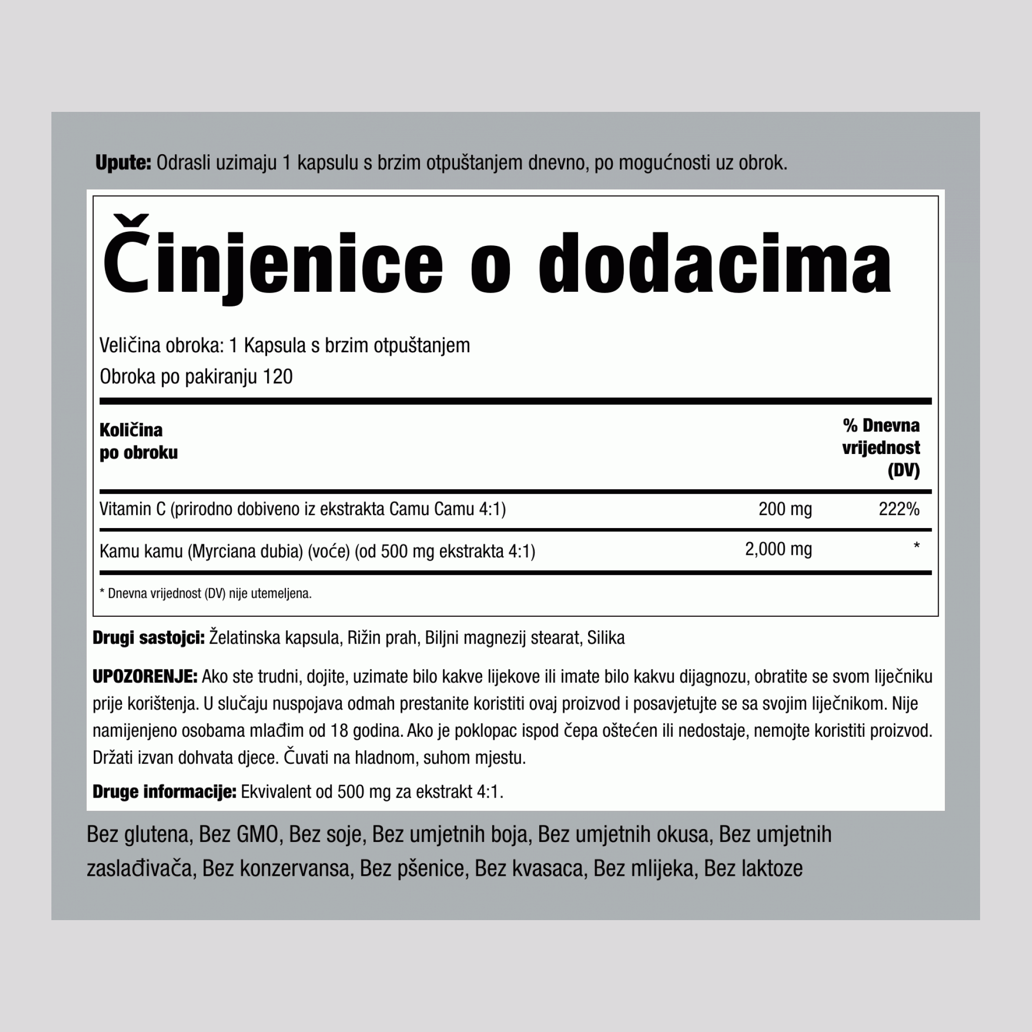 Ekstrakt Camu  2000 mg 120 Kapsule s brzim otpuštanjem     