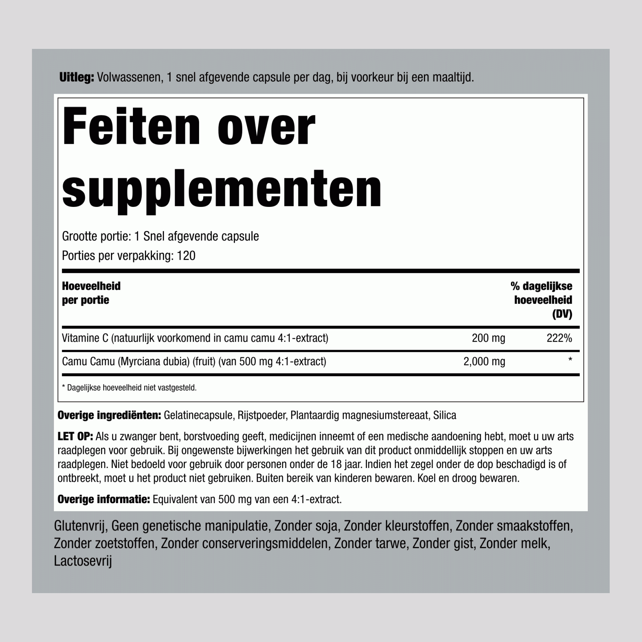 Camu Camu-extract  2000 mg 120 Snel afgevende capsules     