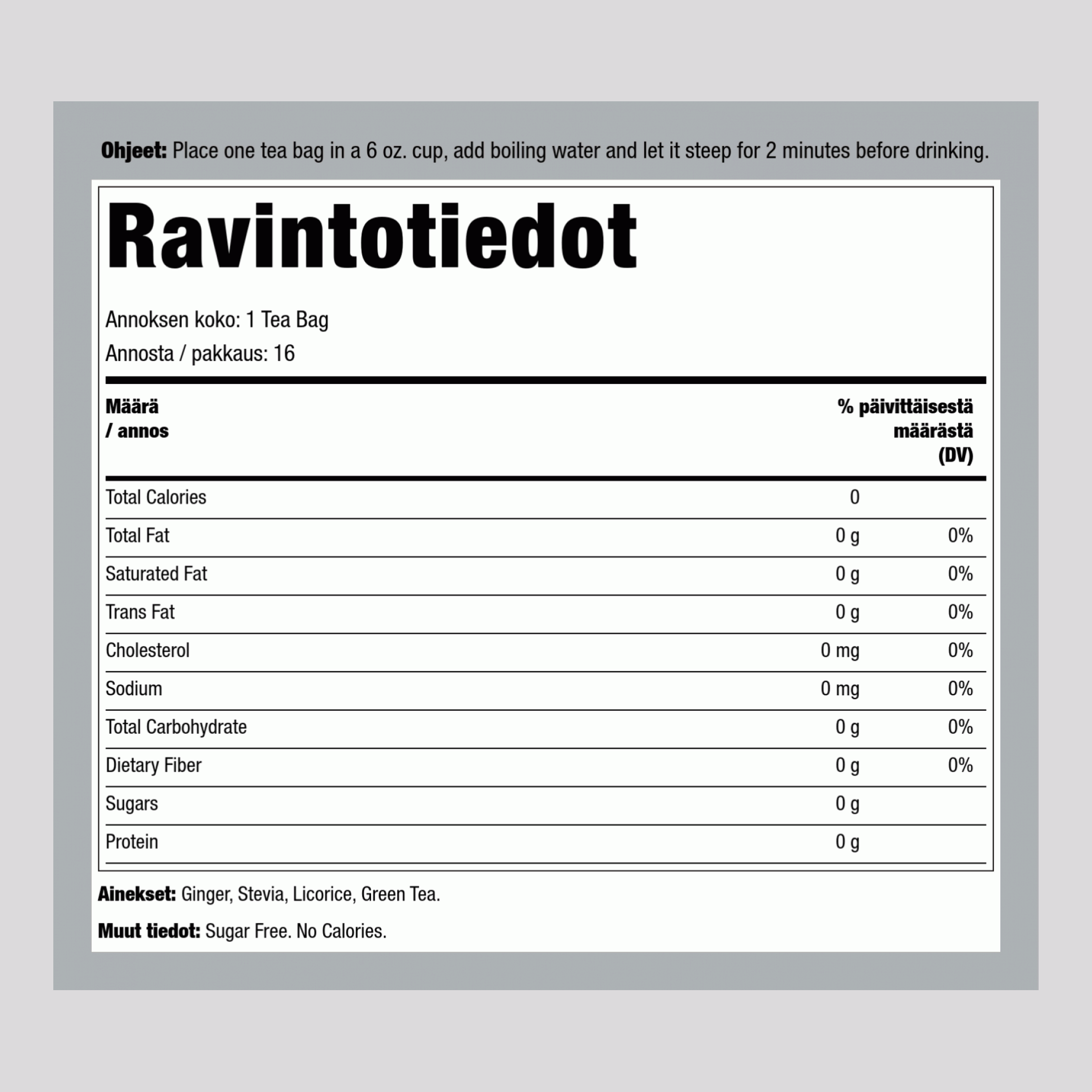 Inkivääri- vihreä tee 16 Teepussit       