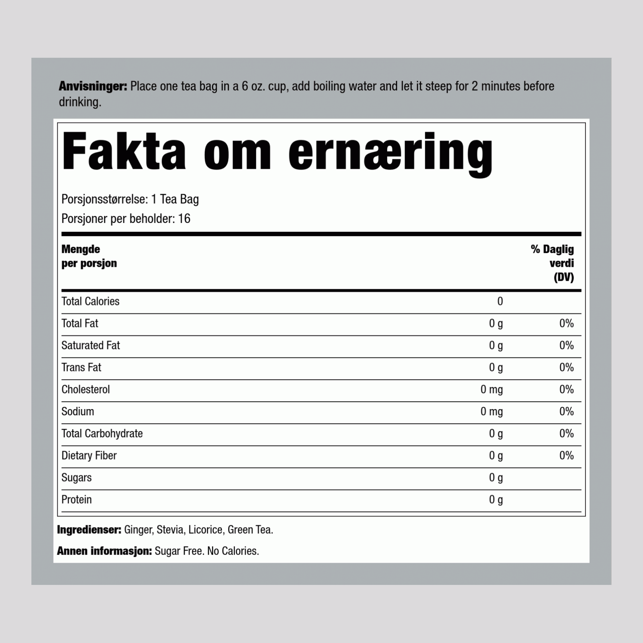 Grøn te med ingefær 16 Teposer       