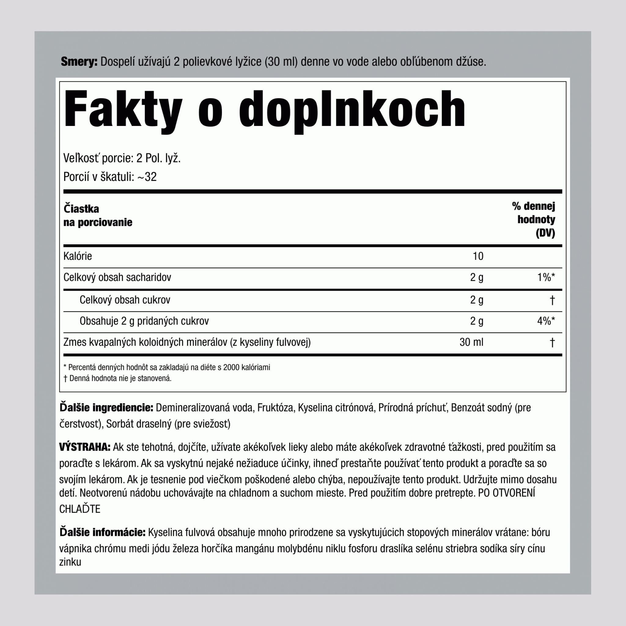 Koloidné minerály (malina)  32 fl oz 946 ml Fľaša   