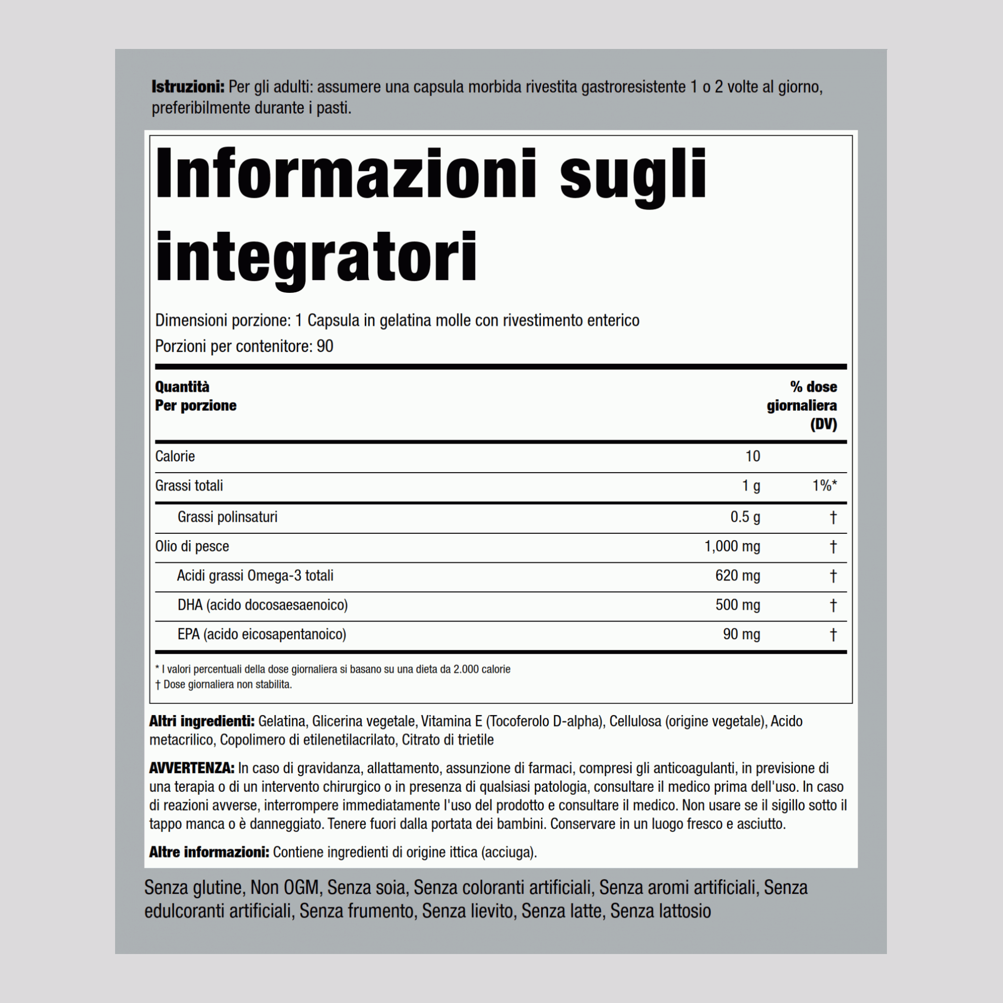 DHA gastroresistente  500 mg 90 Capsule in gelatina molle a rilascio rapido     