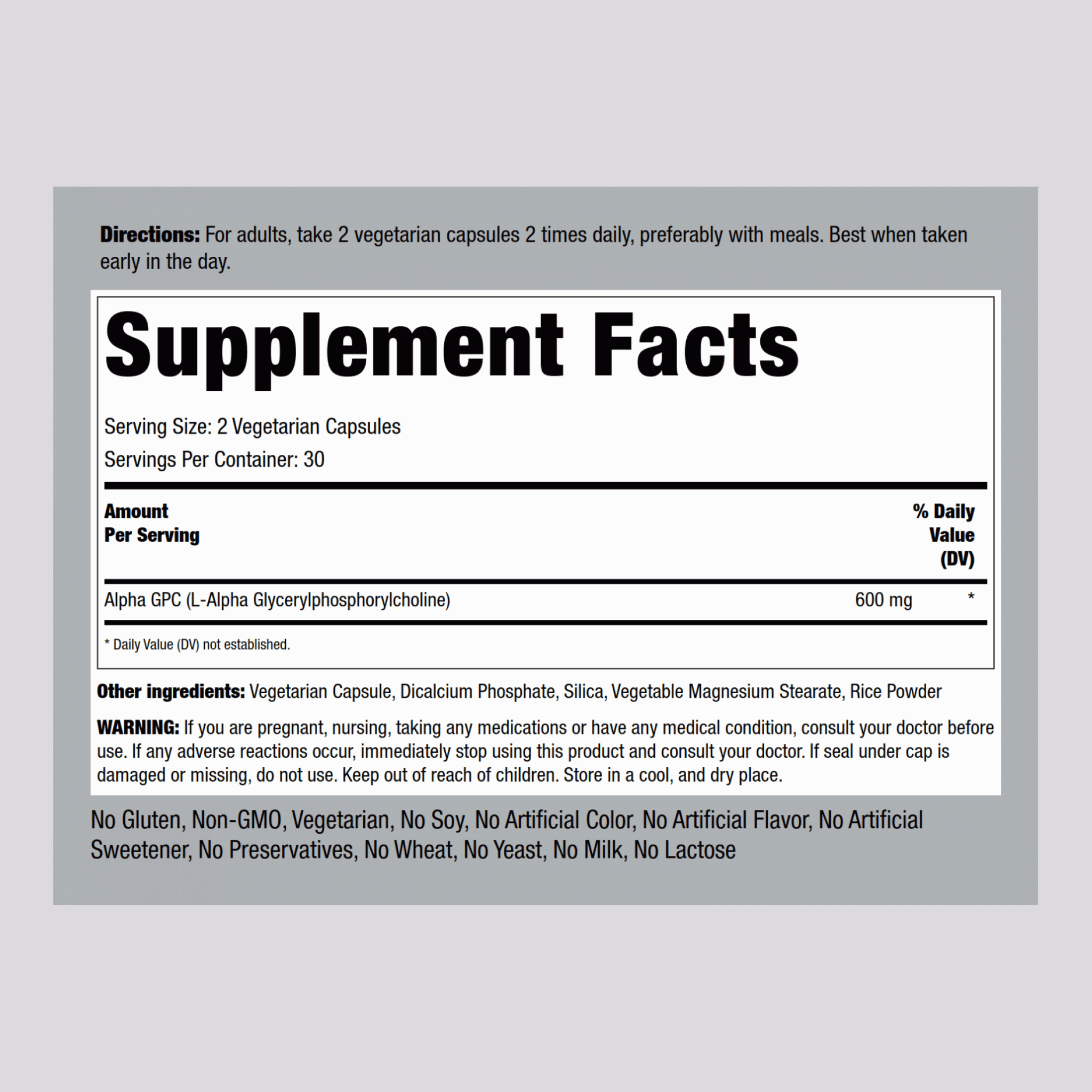 Alpha GPC  300 mg 60 Vegetarische Kapseln     