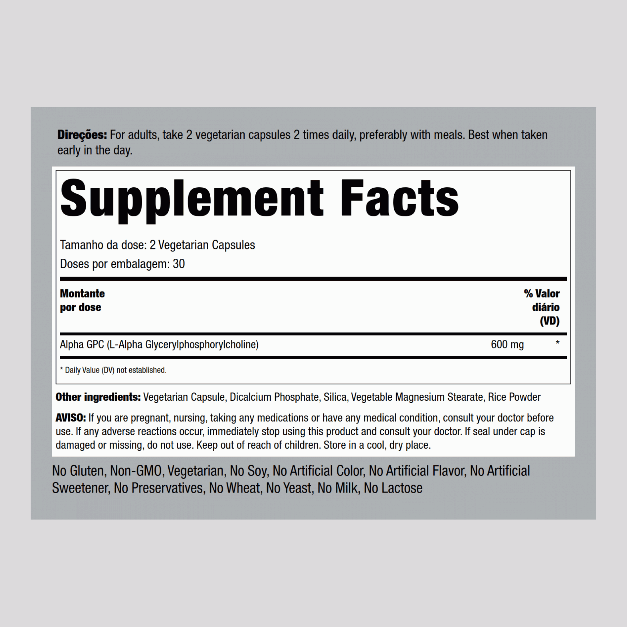 Alpha GPC  300 mg 60 Vegetarische Kapseln     