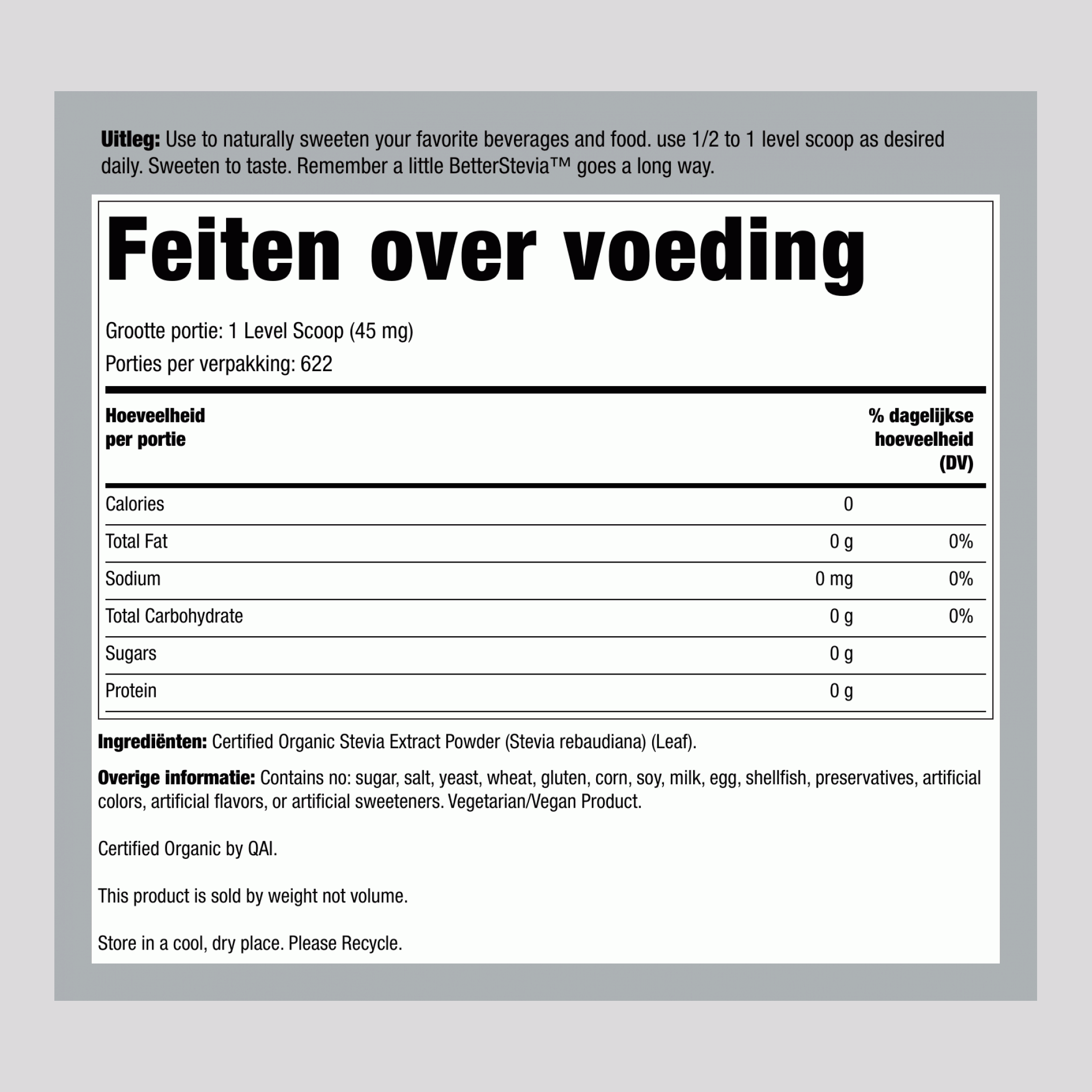 Better stevia-extractpoeder 1 oz 28 g Fles    