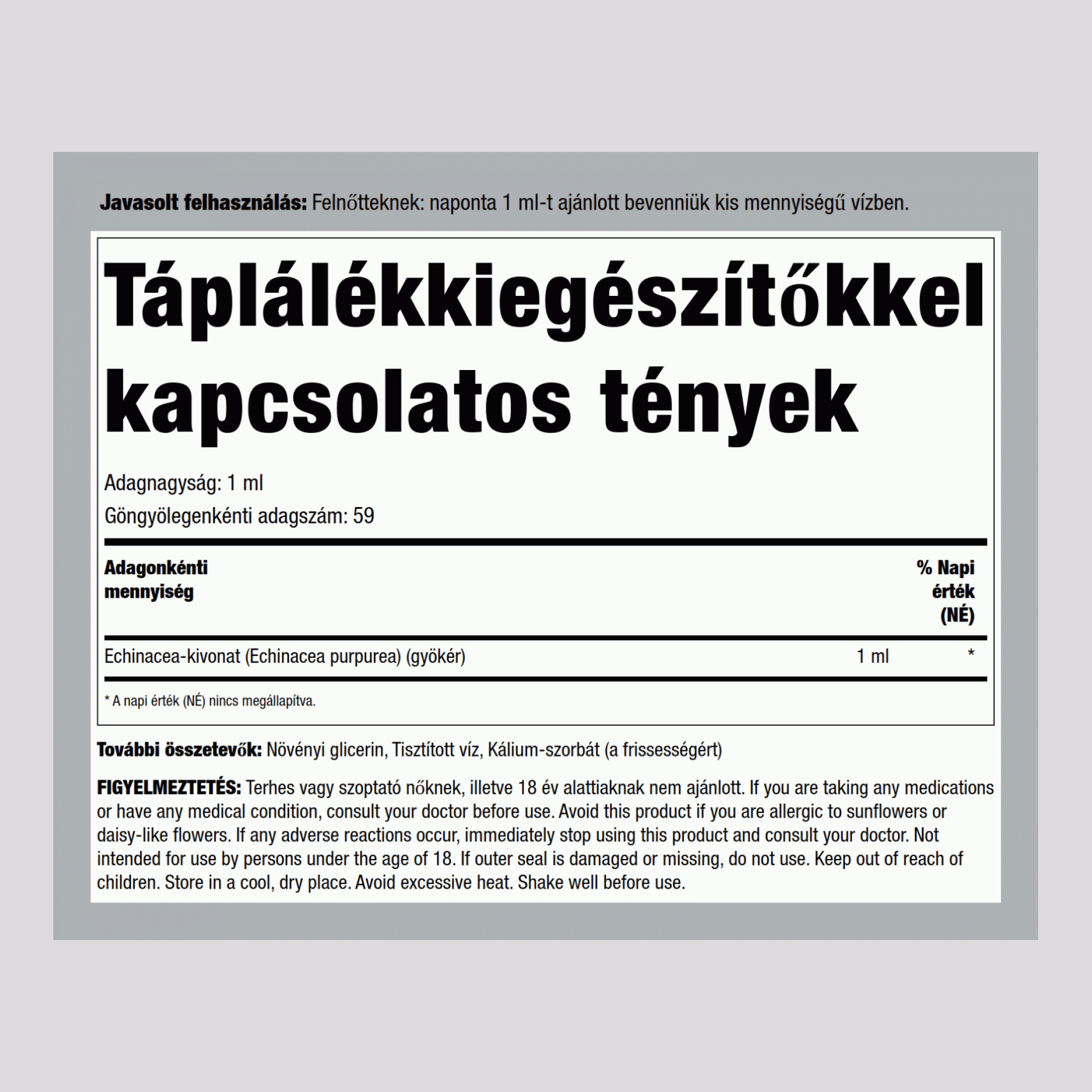 Kasvirágkivonat (folyadék) Alkoholmentes  2 fl oz 59 ml Cseppentőpalack    