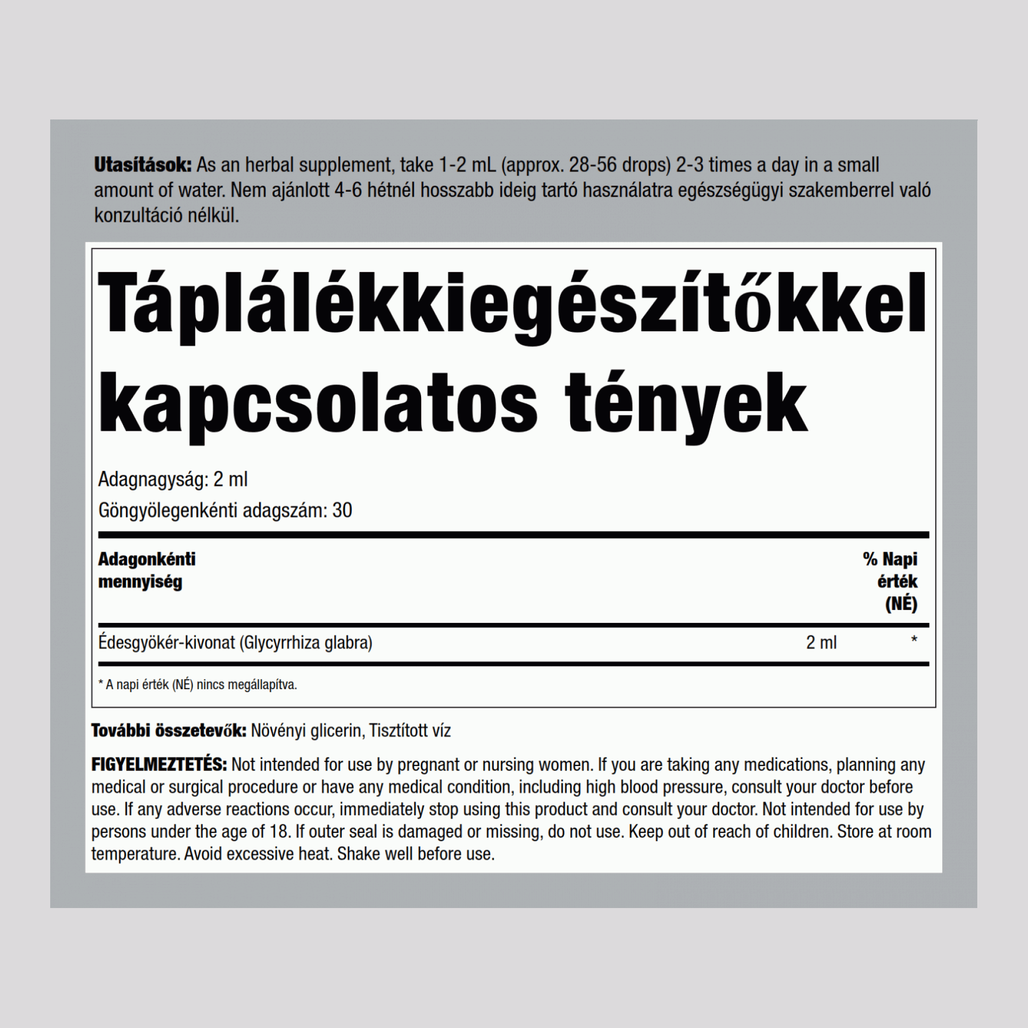 Édesgyökér-kivonat (folyadék) 2 fl oz 59 ml Cseppentőpalack    