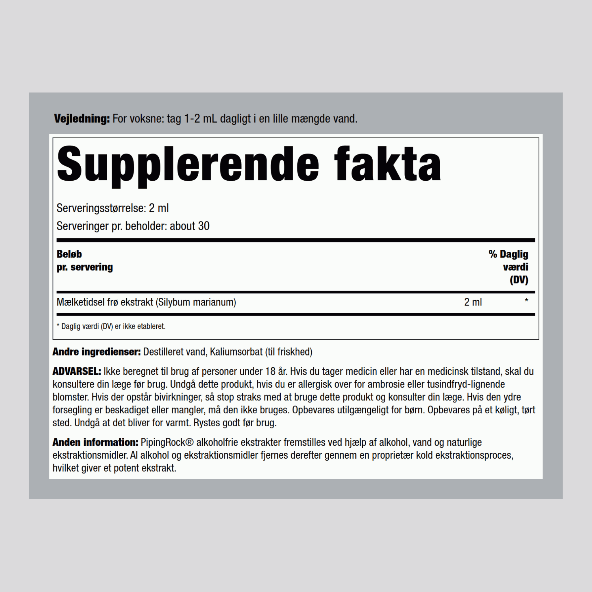 Flydende Marietidselfrø-ekstrakt 2 fl oz 59 ml Pipetteflaske    