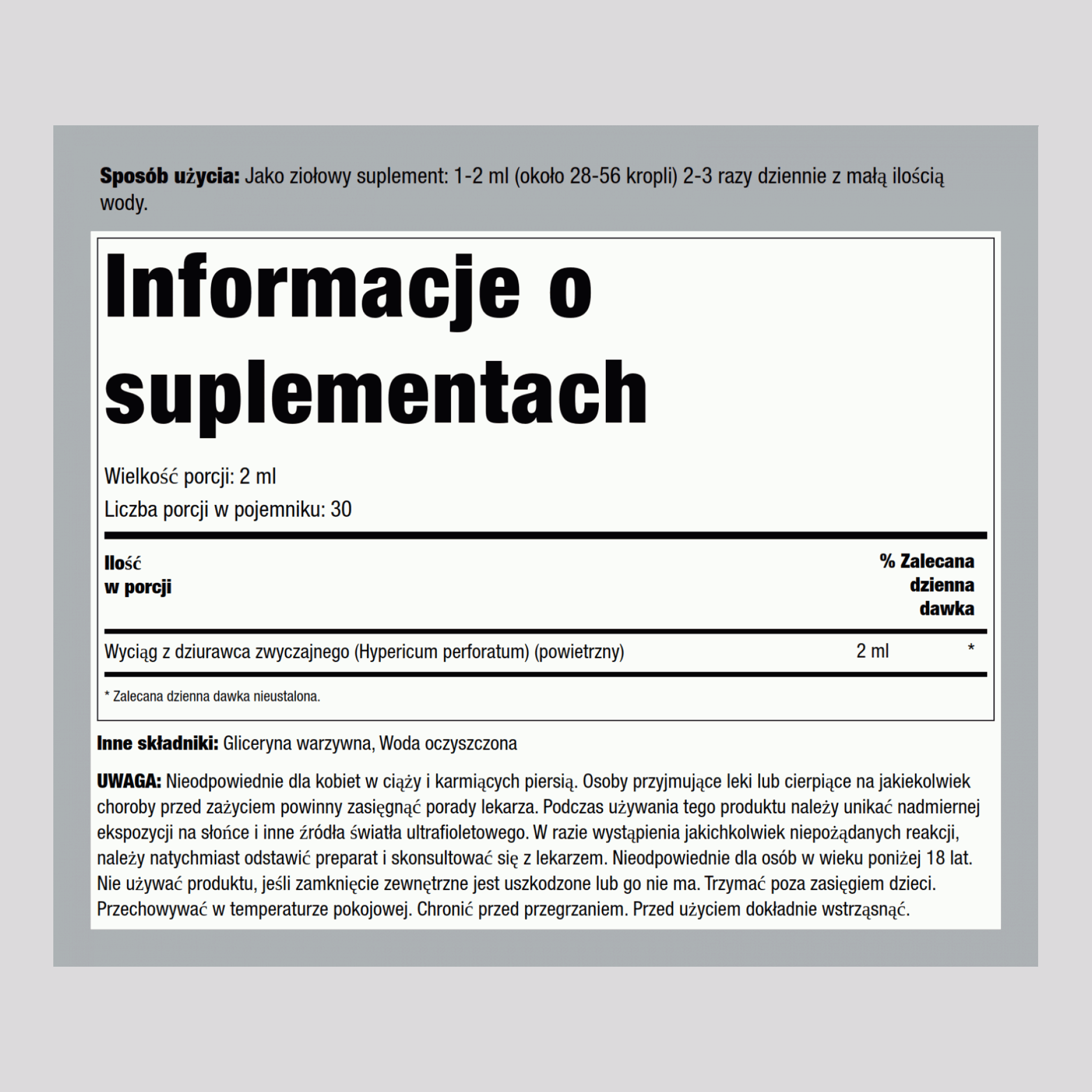 Płynny ekstrakt z dziurawca 1 fl oz 2 Uncje sześcienne 59 ml Butelka z zakraplaczem    