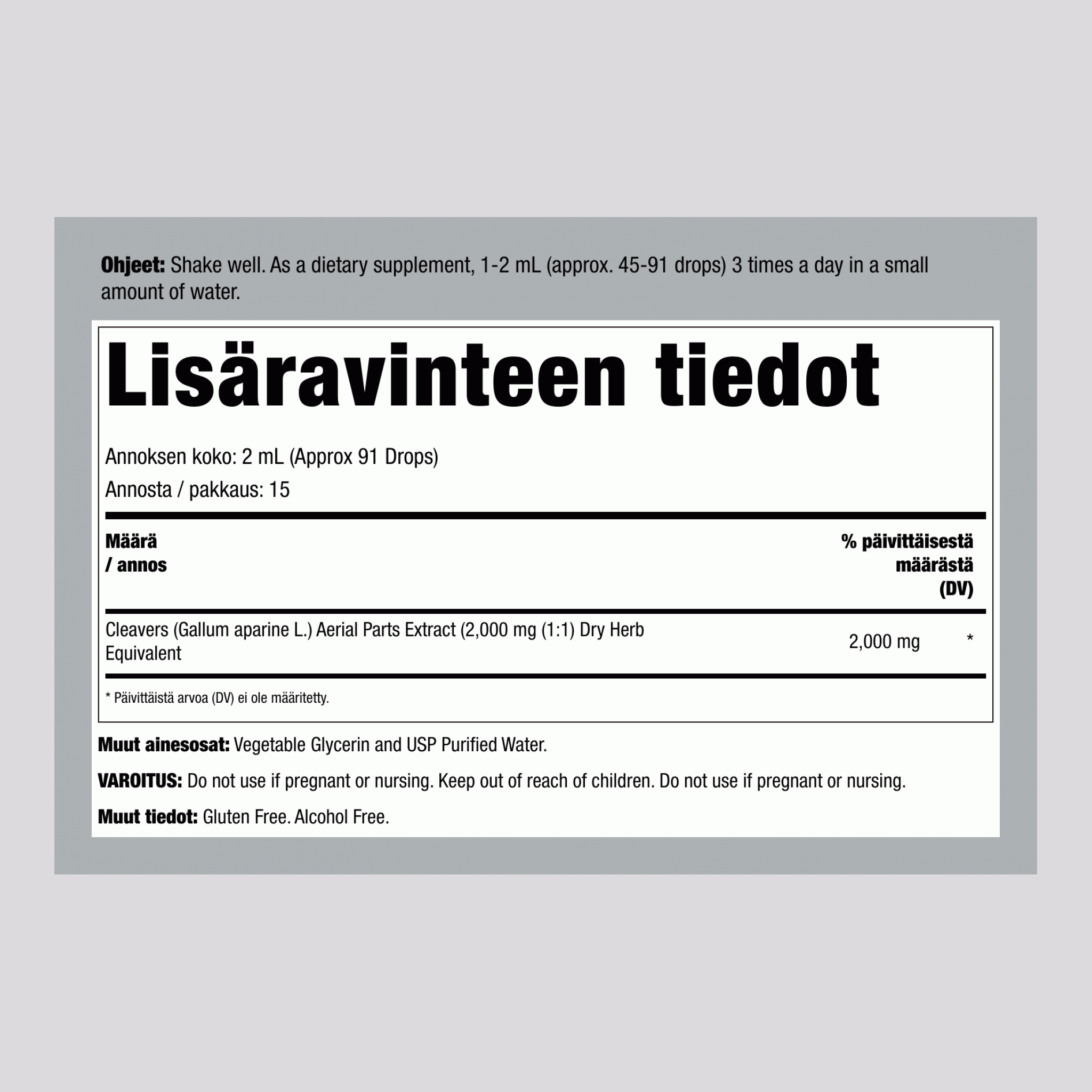 Kierumatarauute, alkoholiton 1 fl oz 30 ml Pipettipullo    