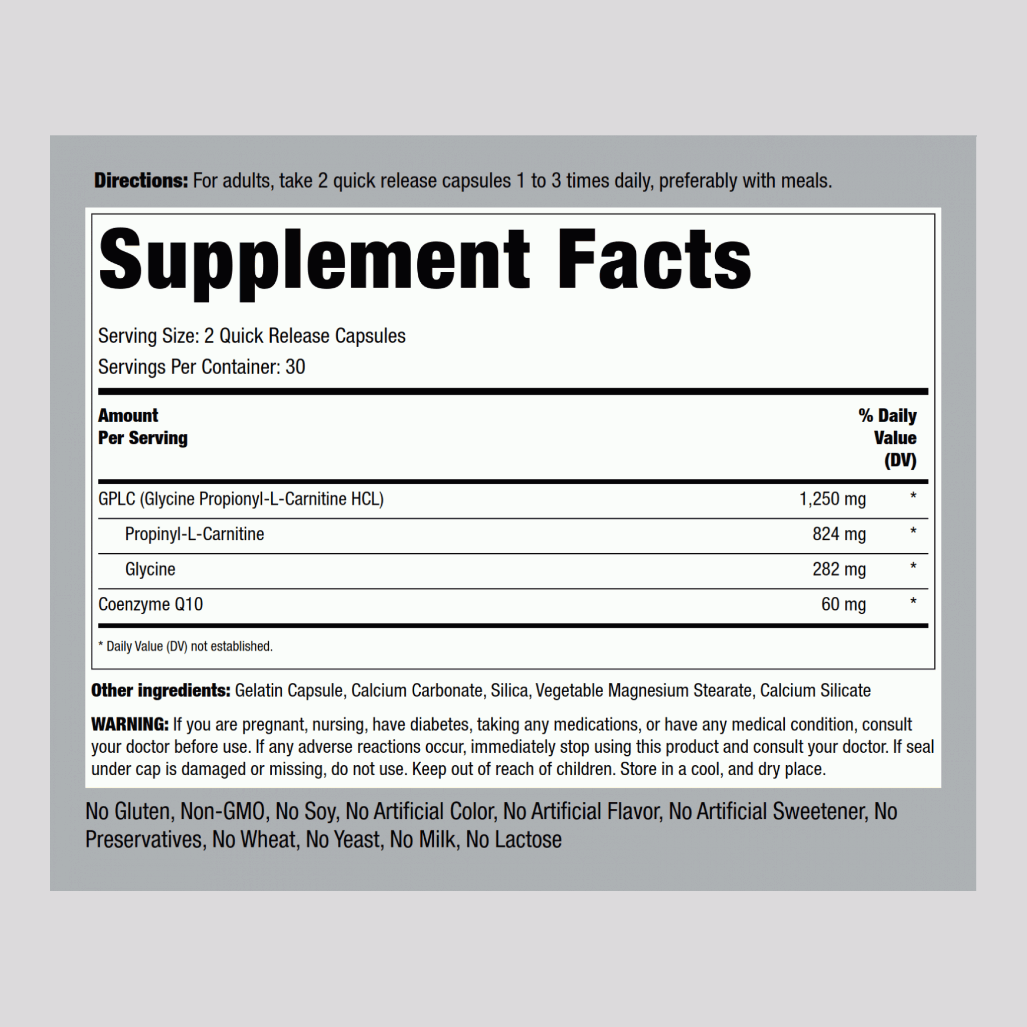 GPLC 乙醯甘油鹽酸丙醯肉堿/含輔酶 Q10   60 快速釋放膠囊       