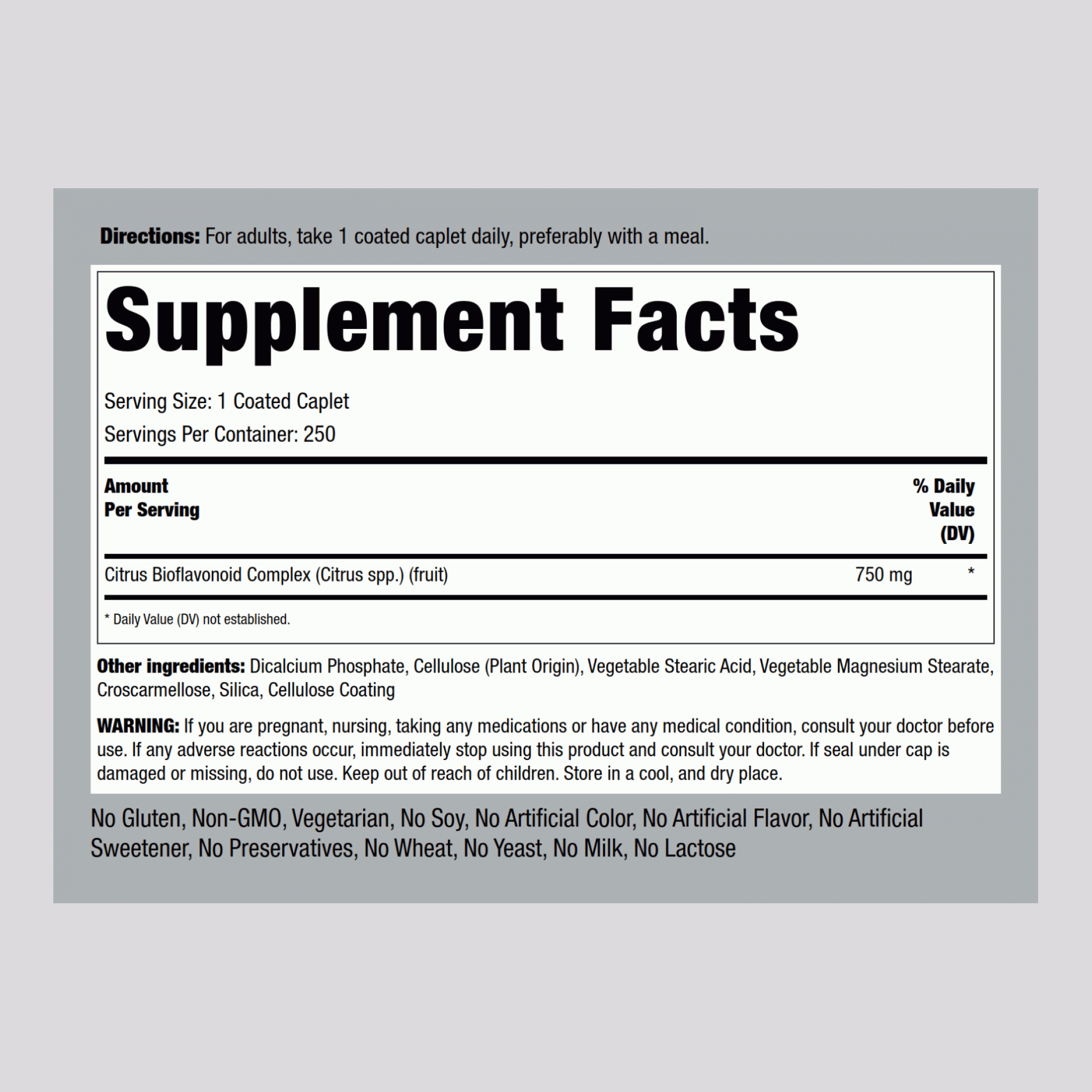 Citrus Bioflavonoids, 750 mg, 250 Coated Caplets
