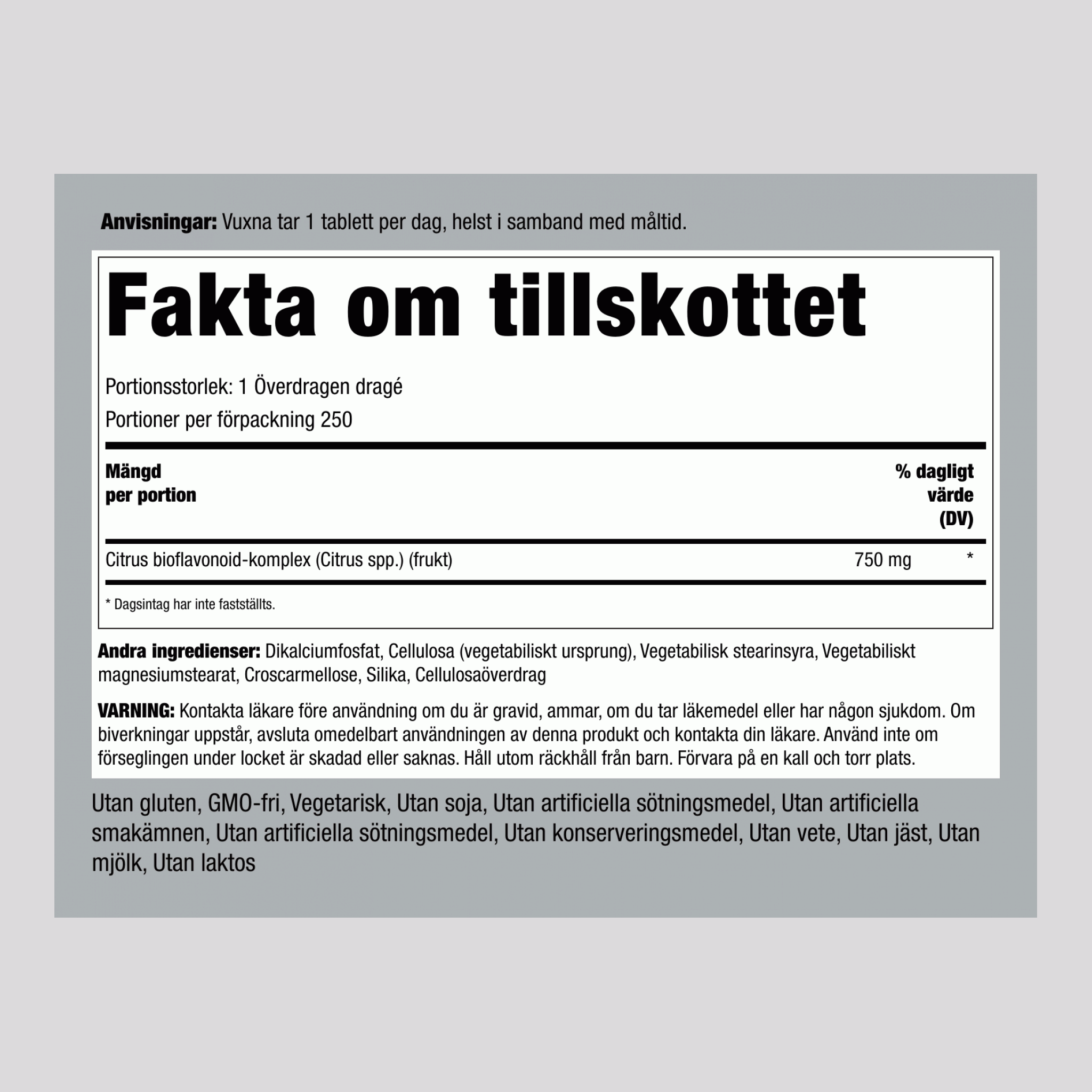 Citrus-bioflavonoider  750 mg 250 Överdragna dragéer    