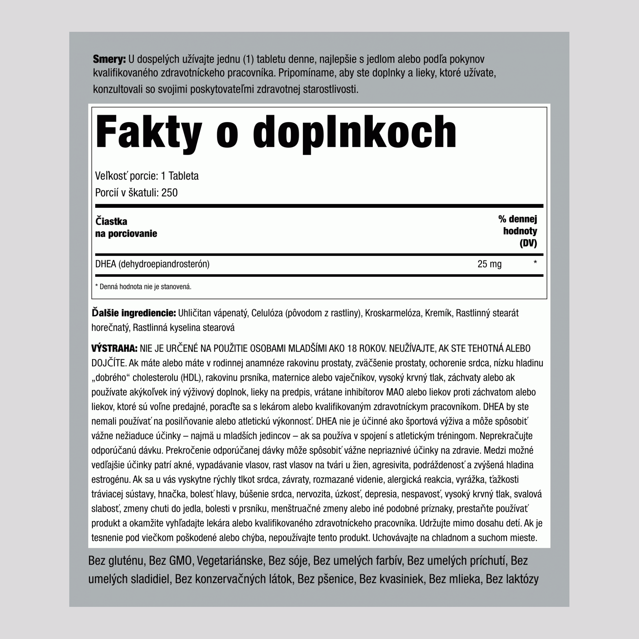 DHEA  25 mg 250 Tablety 2 Fľaše    