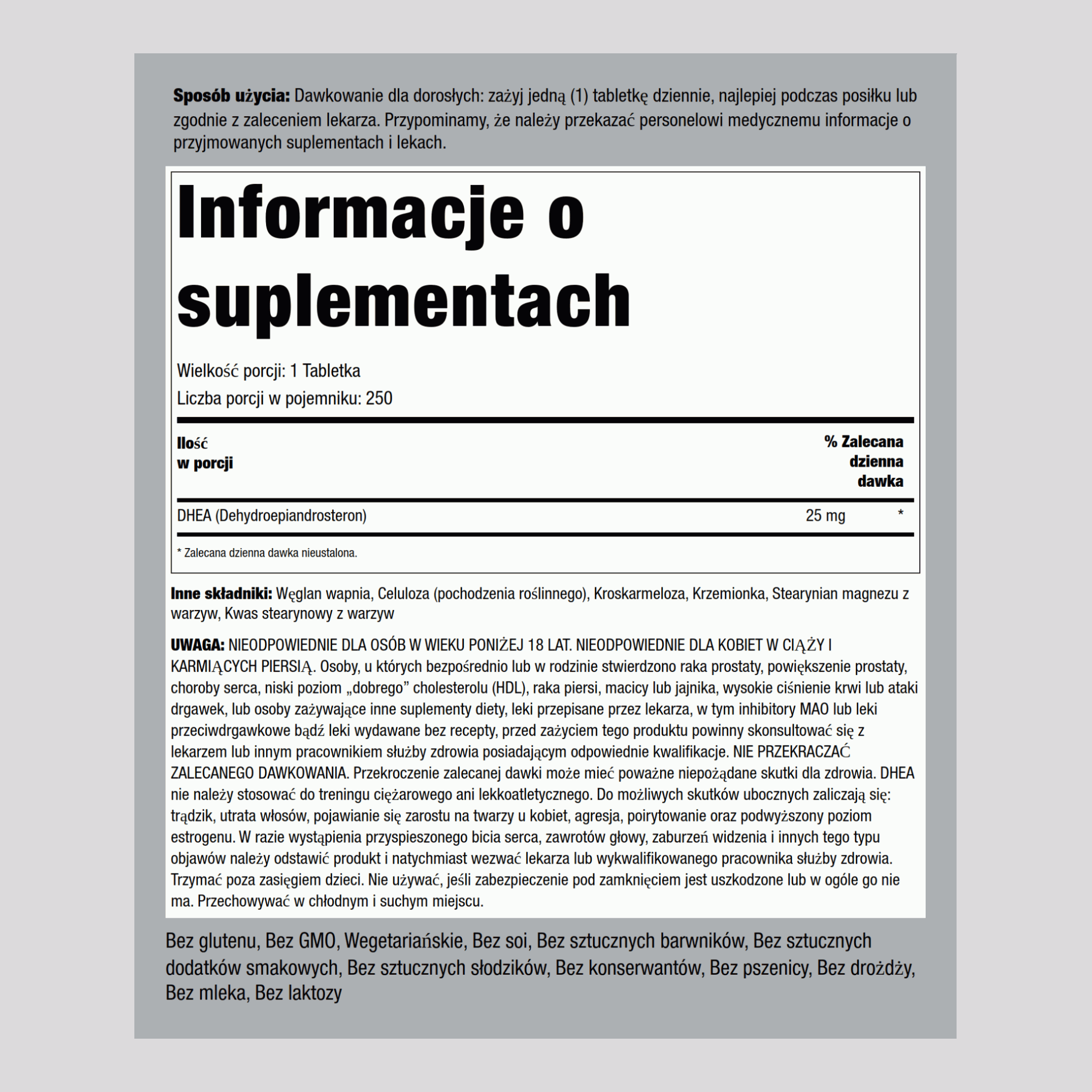 DHEA  25 mg 250 Tabletki     