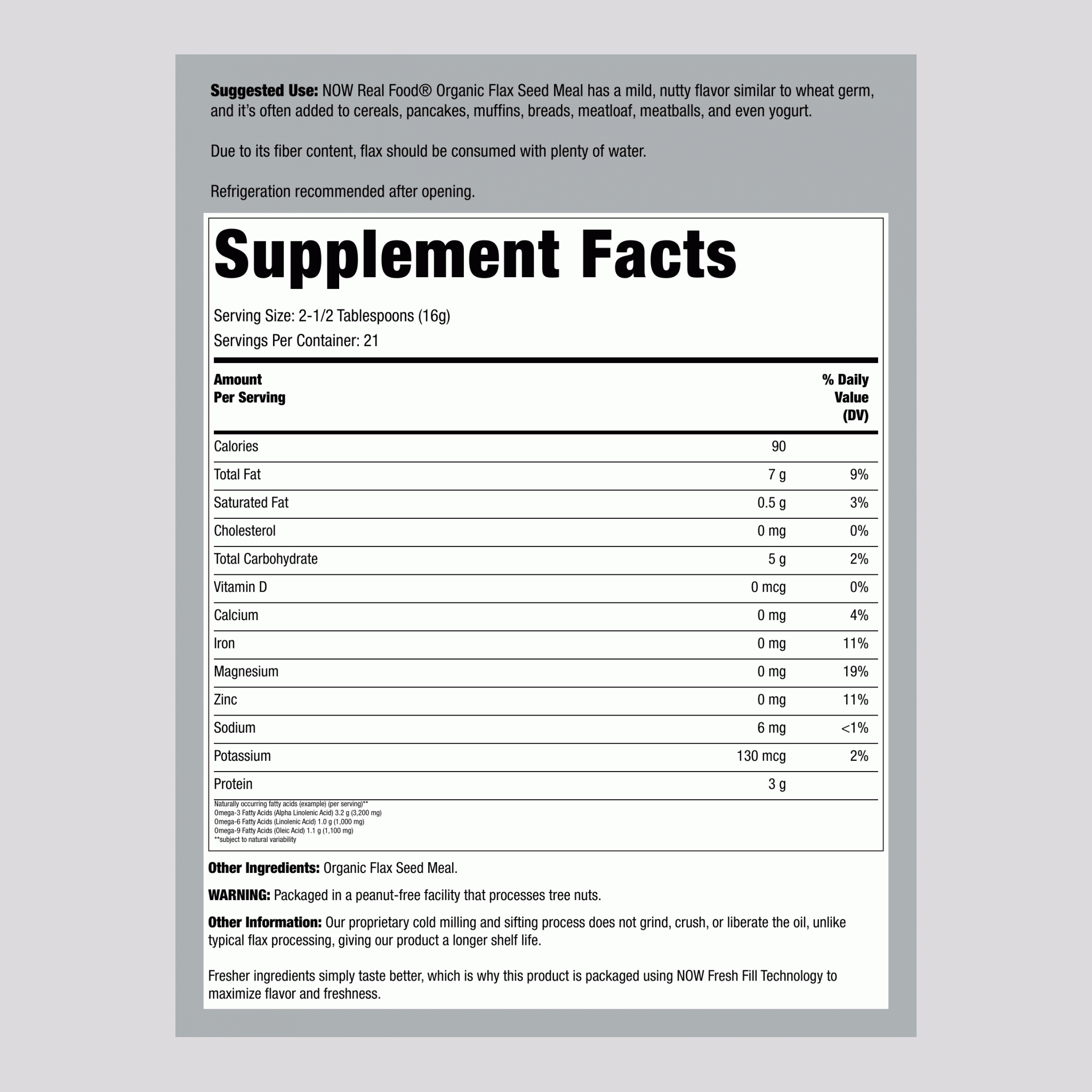 亞麻籽研磨粉 (有機) 12 oz 340 g 袋子    