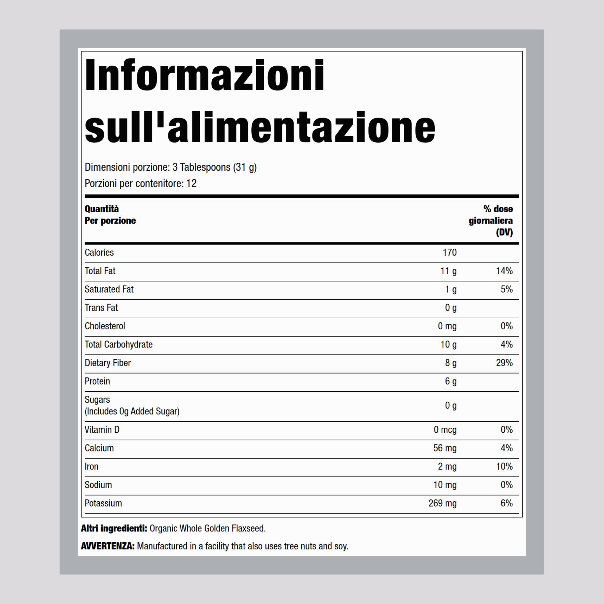 Semi di lino dorato (Biologico) 13 oz 368 g Bustina    