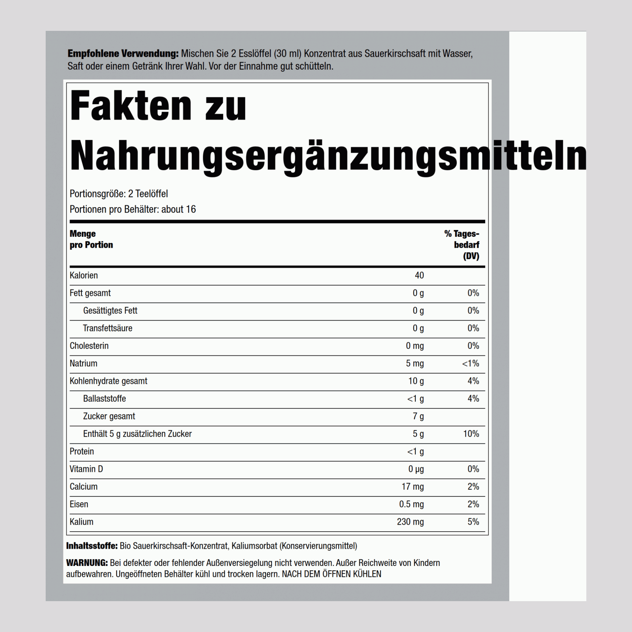 Sauerkirschsaft-Konzentrat 16 fl oz 473 ml Flasche    