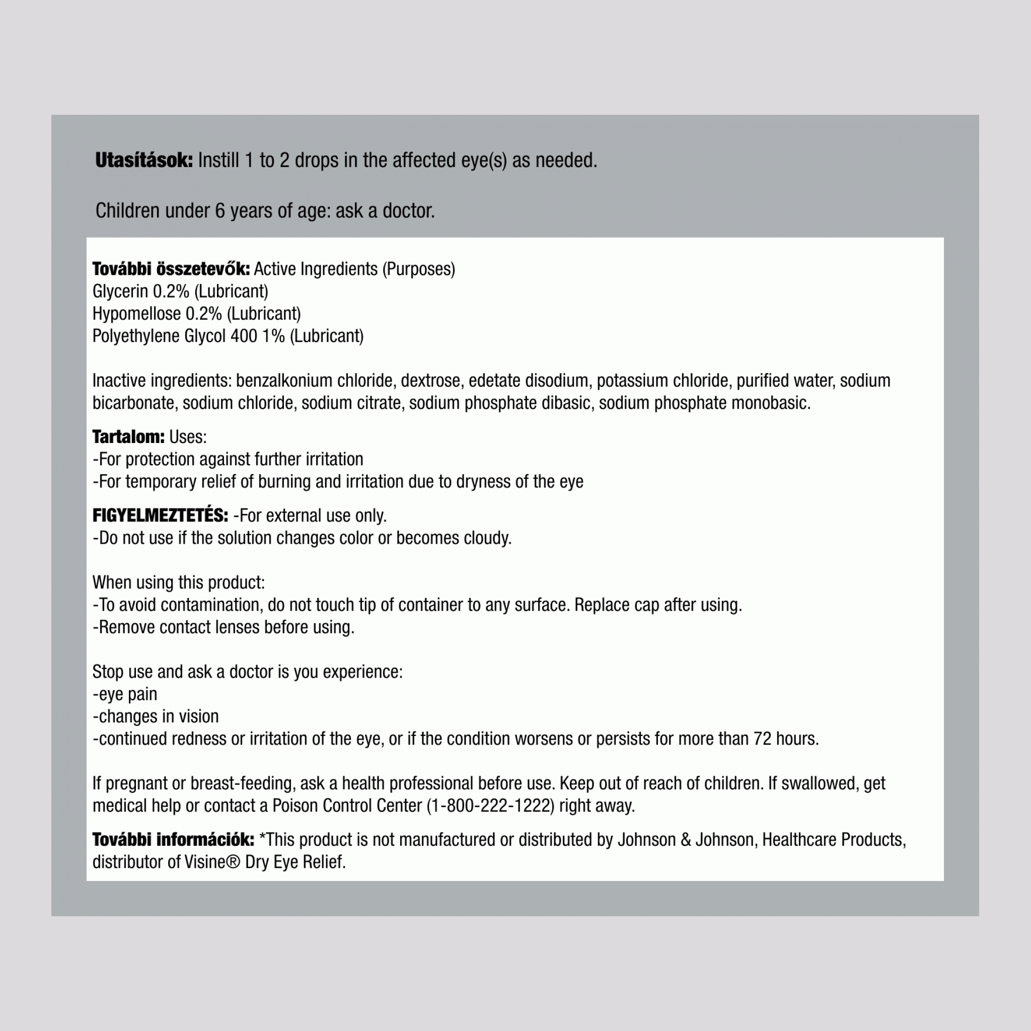 Szemcseppek/műkönnyek 0.5 fl oz 15 ml Palack    