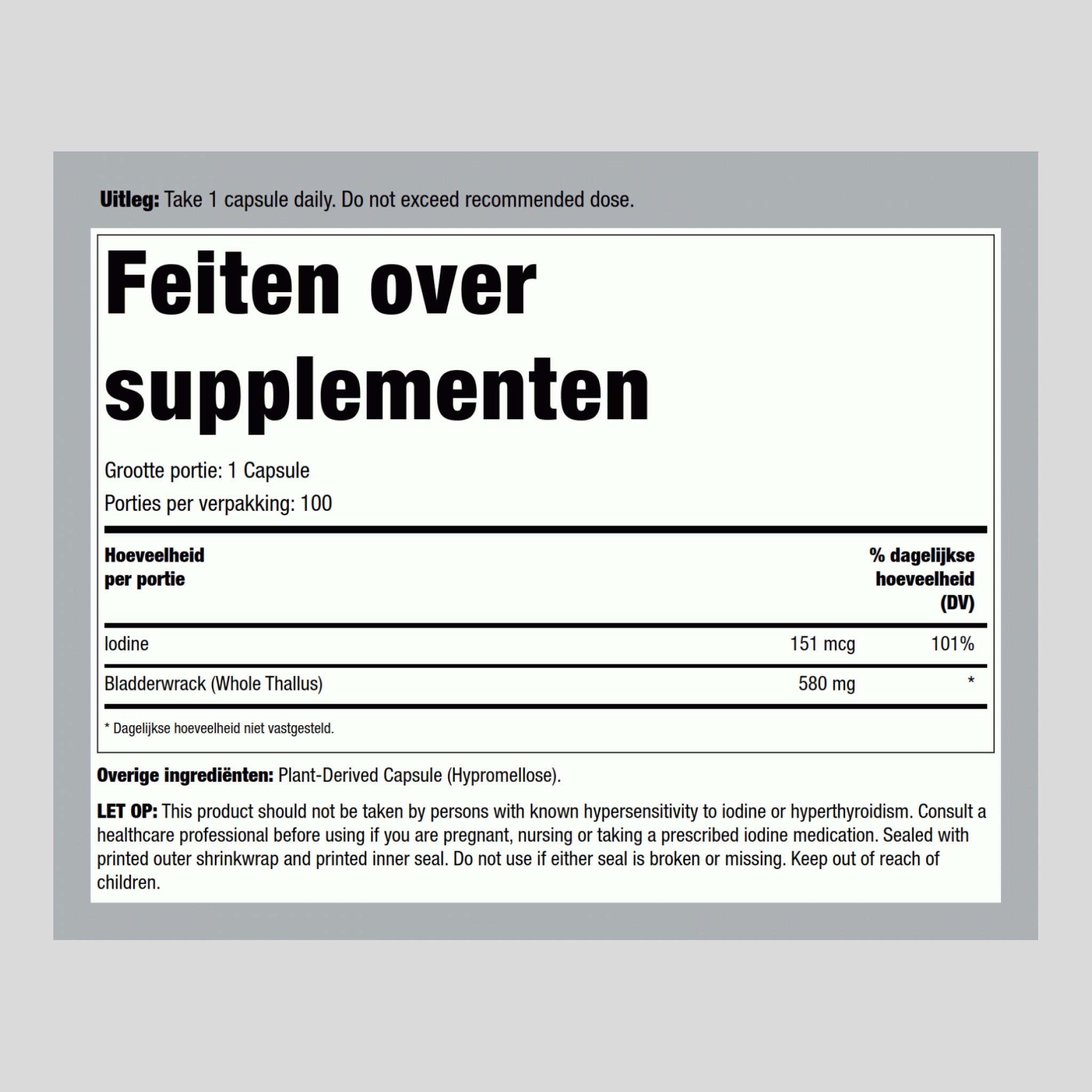 Blaaswier  580 mg 100 Vegetarische capsules     