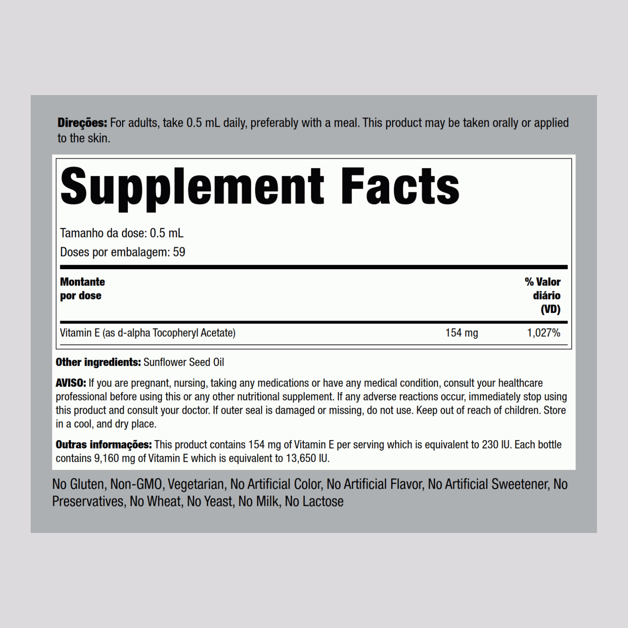 Huile de vitamine E 100 % naturelle - , 13,650 IU 1 onces liquides 30 ml Compte-gouttes en verre 3 Sulfate d'agmatine