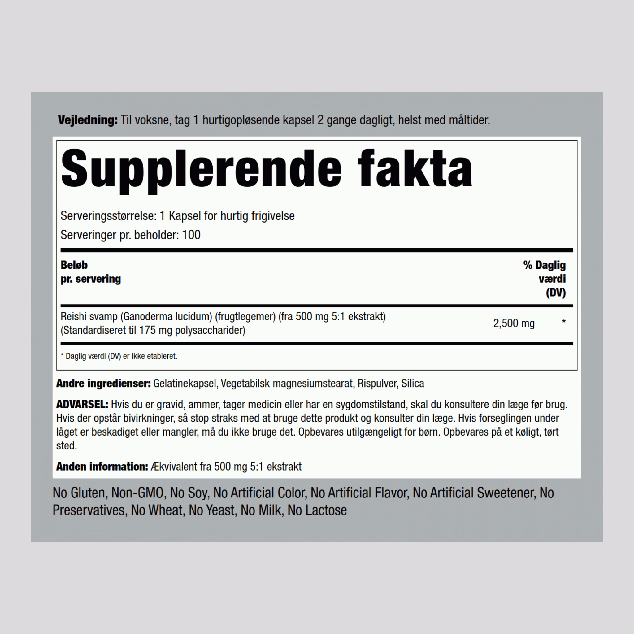 Reishi Mushroom Extract (Standardized), 2500 mg, 100 Quick Release Capsules, 2  Bottles