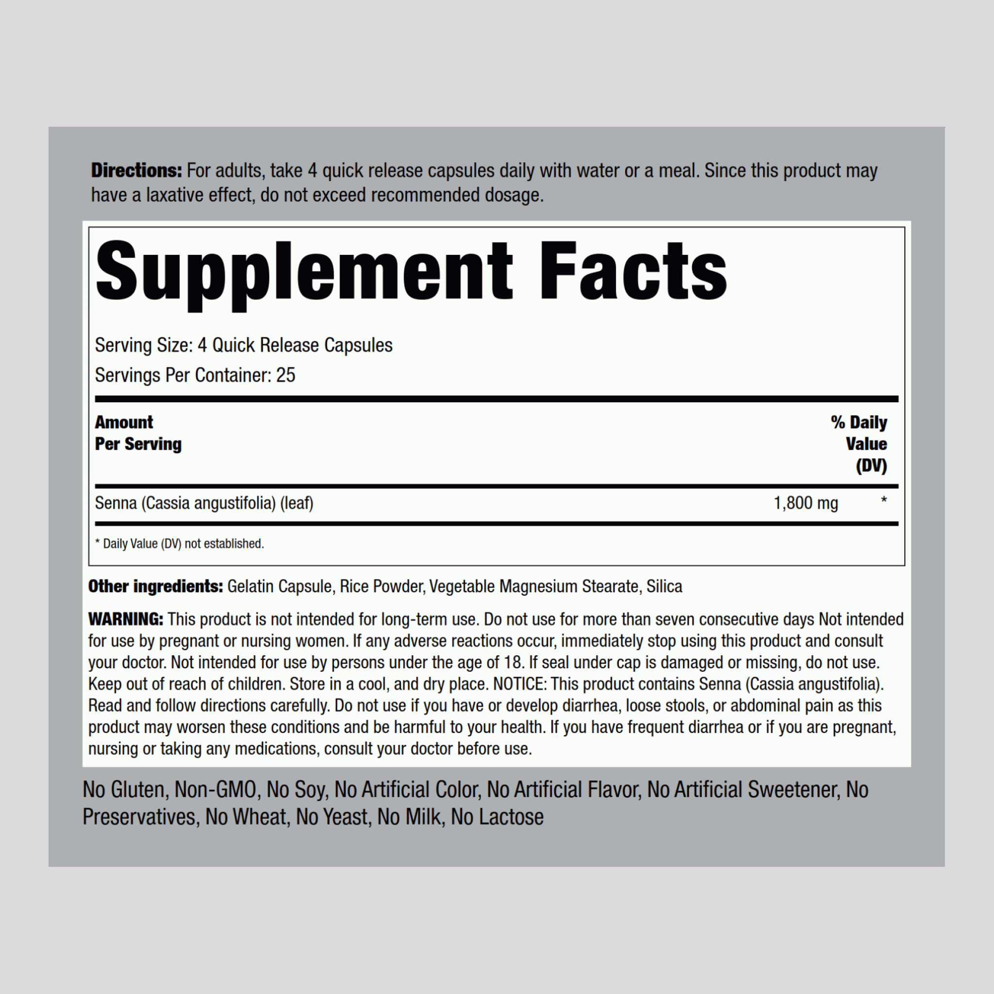 番瀉葉膠囊  1800 毫克 (每份) 100 快速釋放膠囊 2 瓶子   