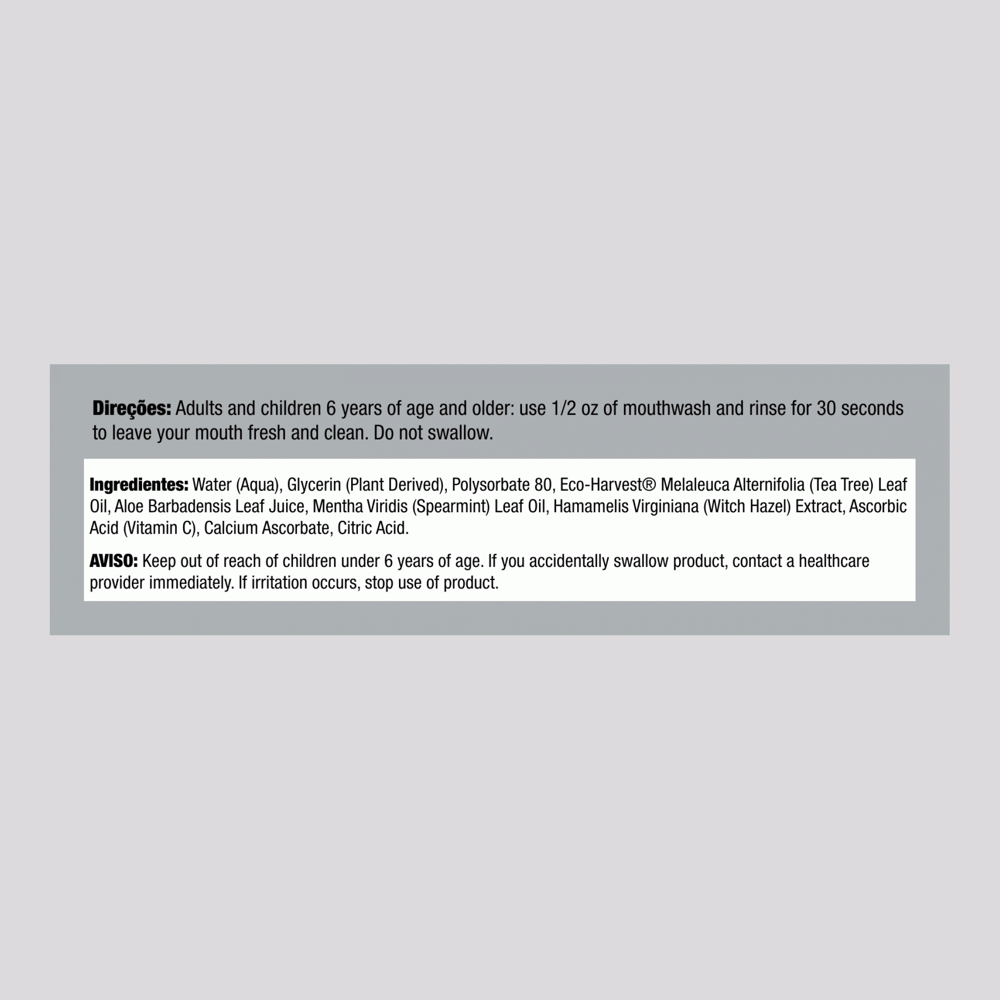 Elixir bucal de óleo de árvore do chã e hortelã 16 fl oz 473 ml Frasco    