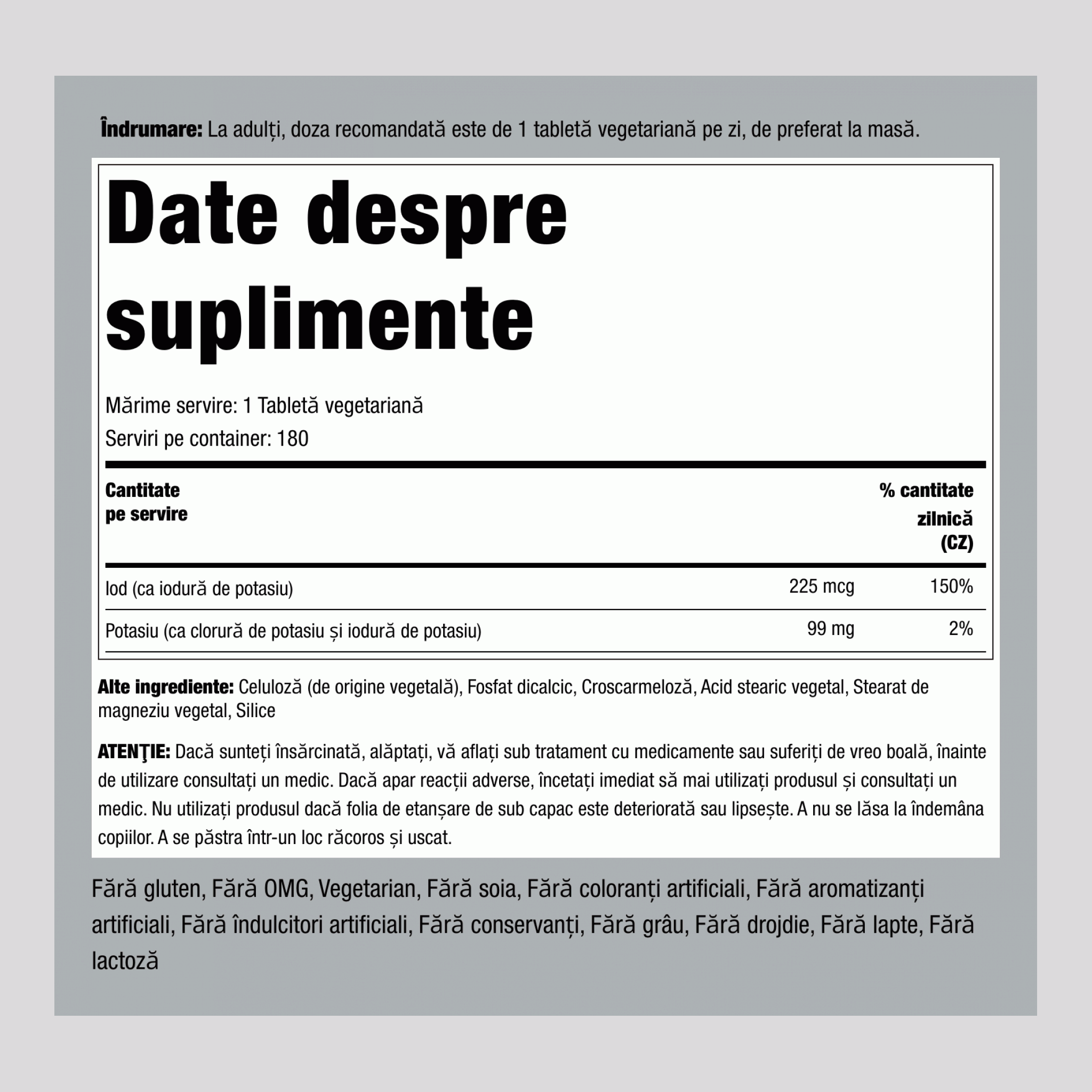 Potasiu plus Iod,  180 Comprimate 2 Sticle