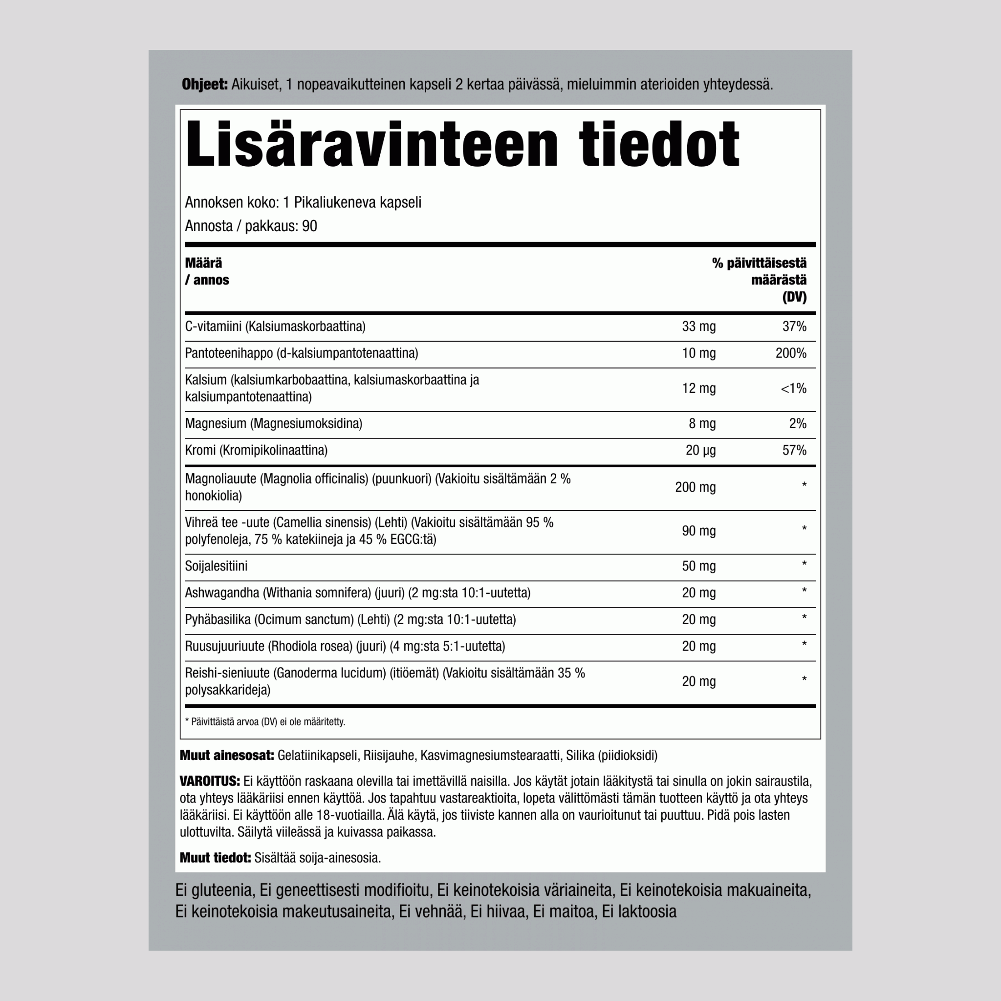 Super kortisolin eritys,  90 Pikaliukenevat kapselit 2 Pulloa