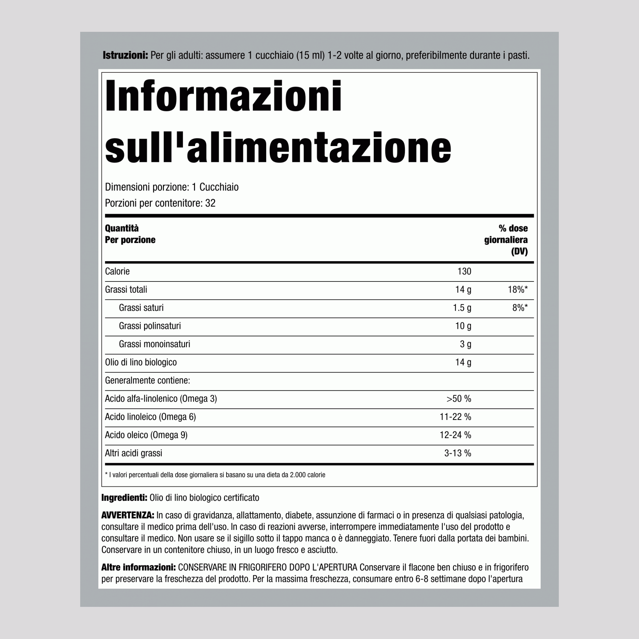 Olio di semi di lino (Biologico) 16 fl oz 473 ml Bottiglie 3 Bottiglie 