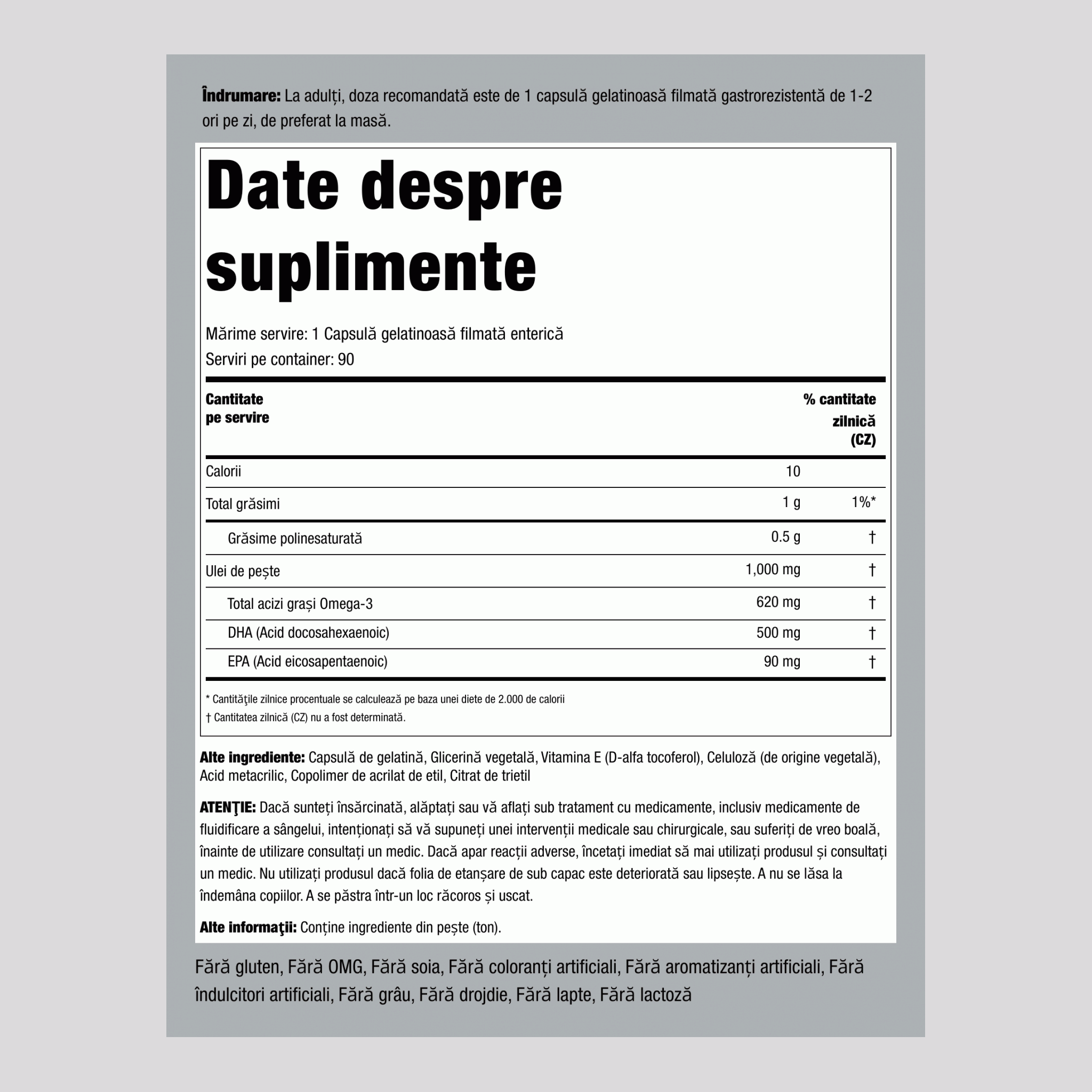 DHA à enrobage gastro-résistant,  500 mg 90 Capsules molles à libération rapide 2 Bouteilles