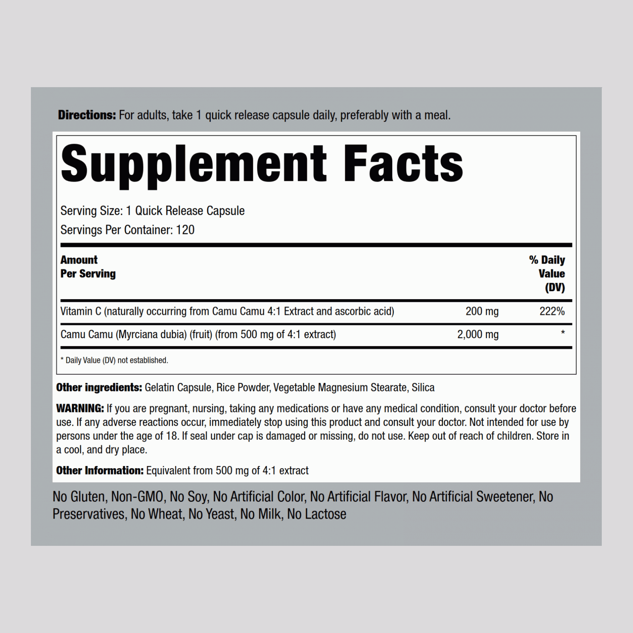 卡姆果提取物  2000 mg 120 快速釋放膠囊 2 瓶子   