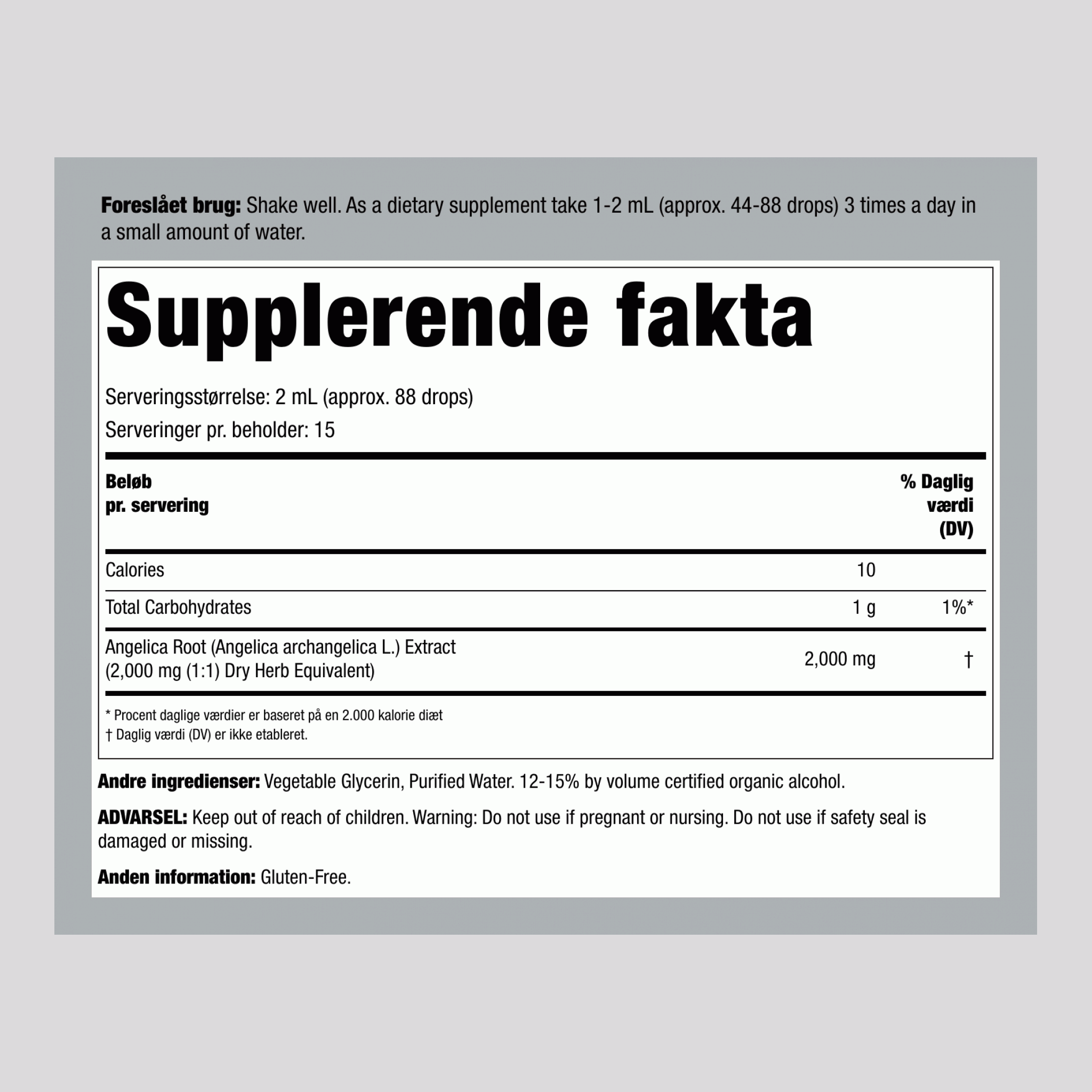 Flydende ekstrakt af angelikarod 1 fl oz 30 ml Pipetteflaske    