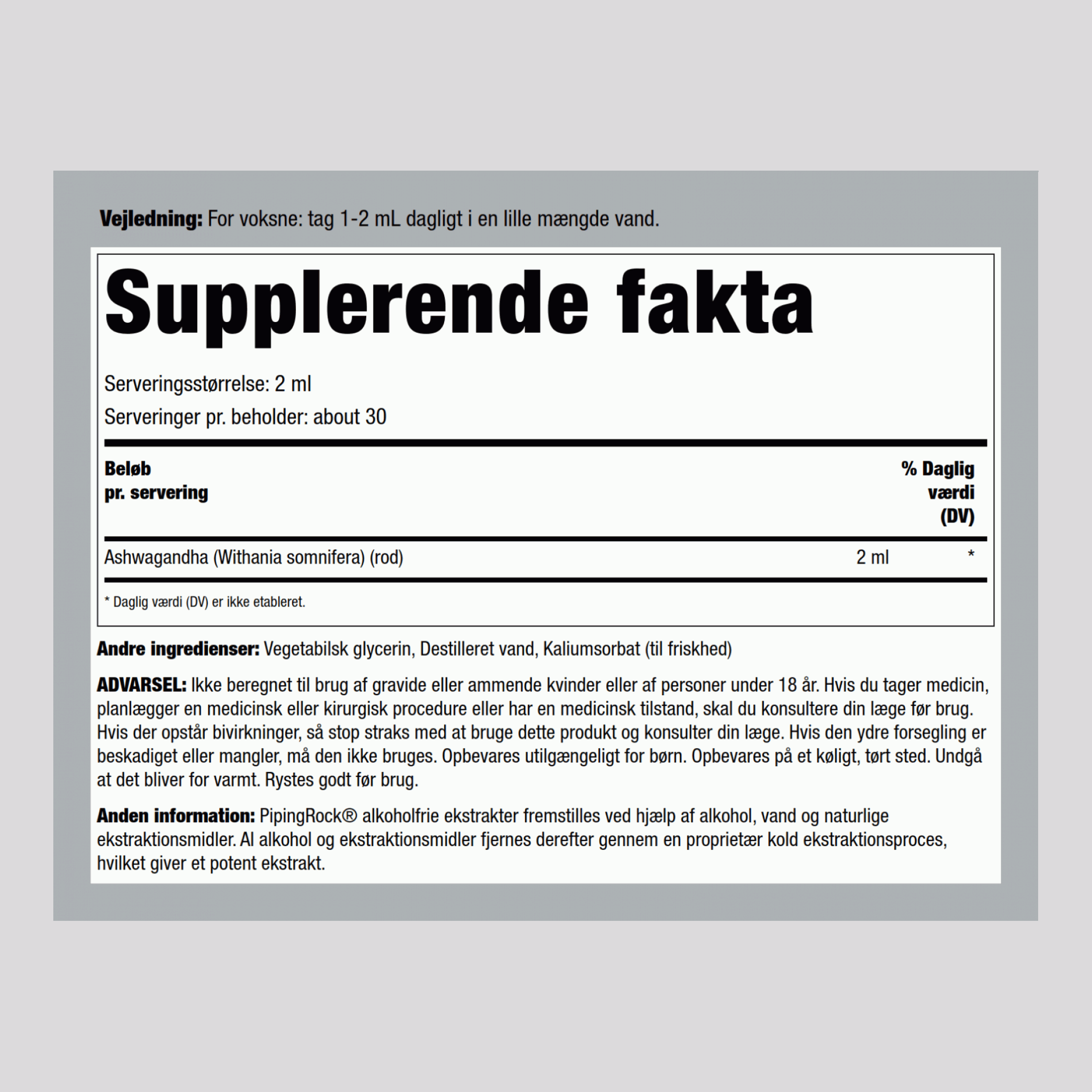 Ashwagandha Flydende Ekstrakt 2 fl oz 59 ml Pipetteflaske    