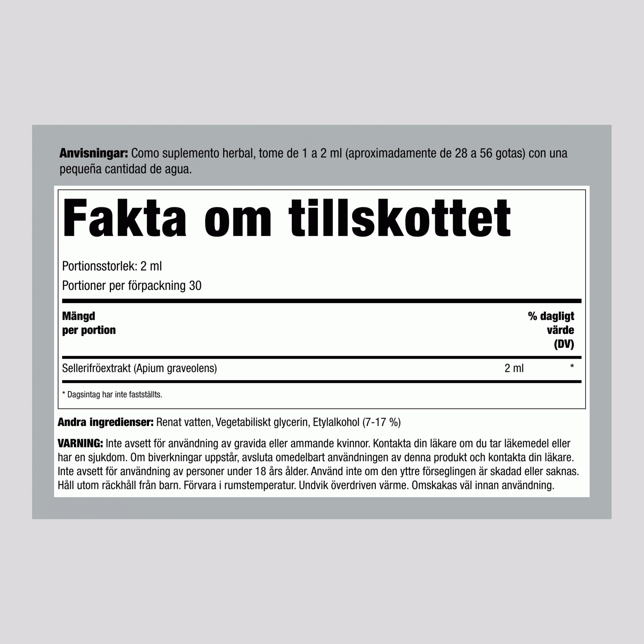 Flytande extrakt av sellerifrön 2 fl oz 59 ml Pipettflaska    