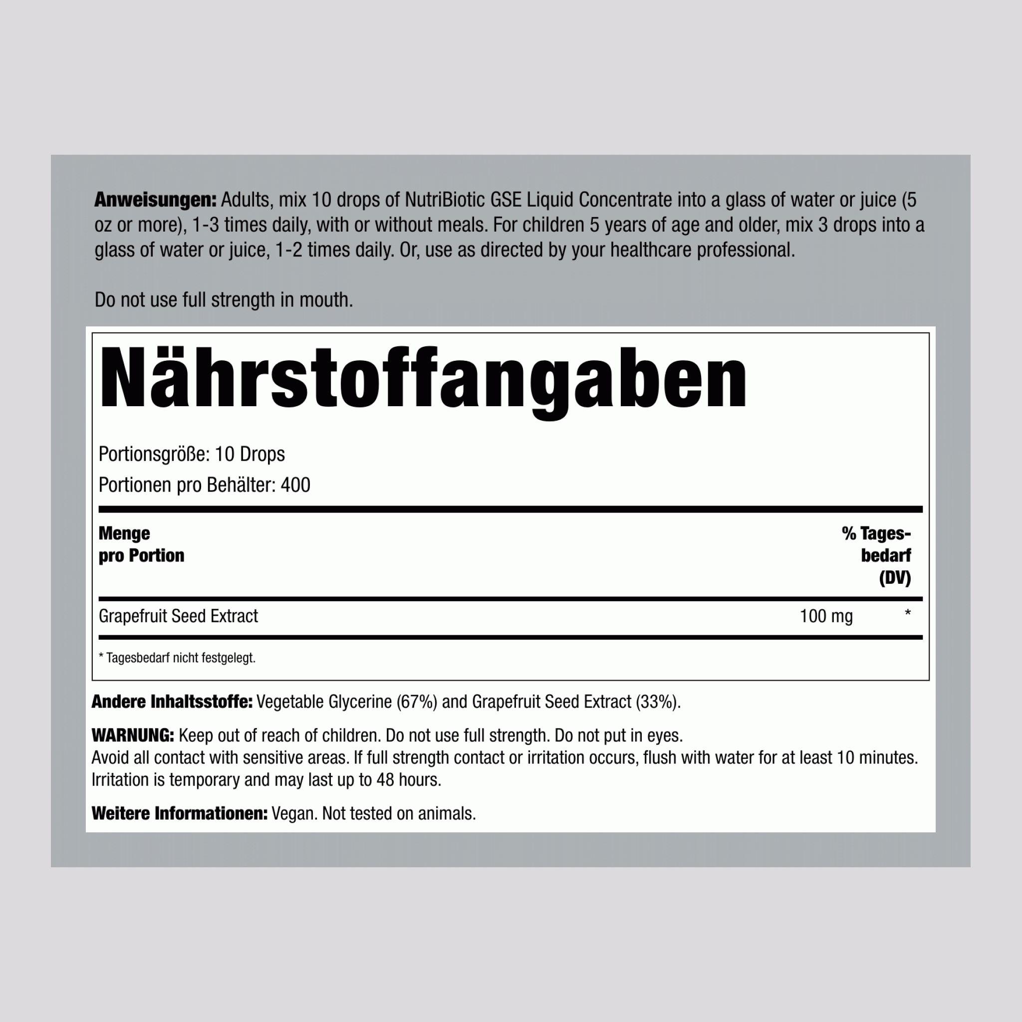 GSE Grapefruitkernextrakt Flüssigextrakt, 4 fl oz (118 mL) Pipettenflasche