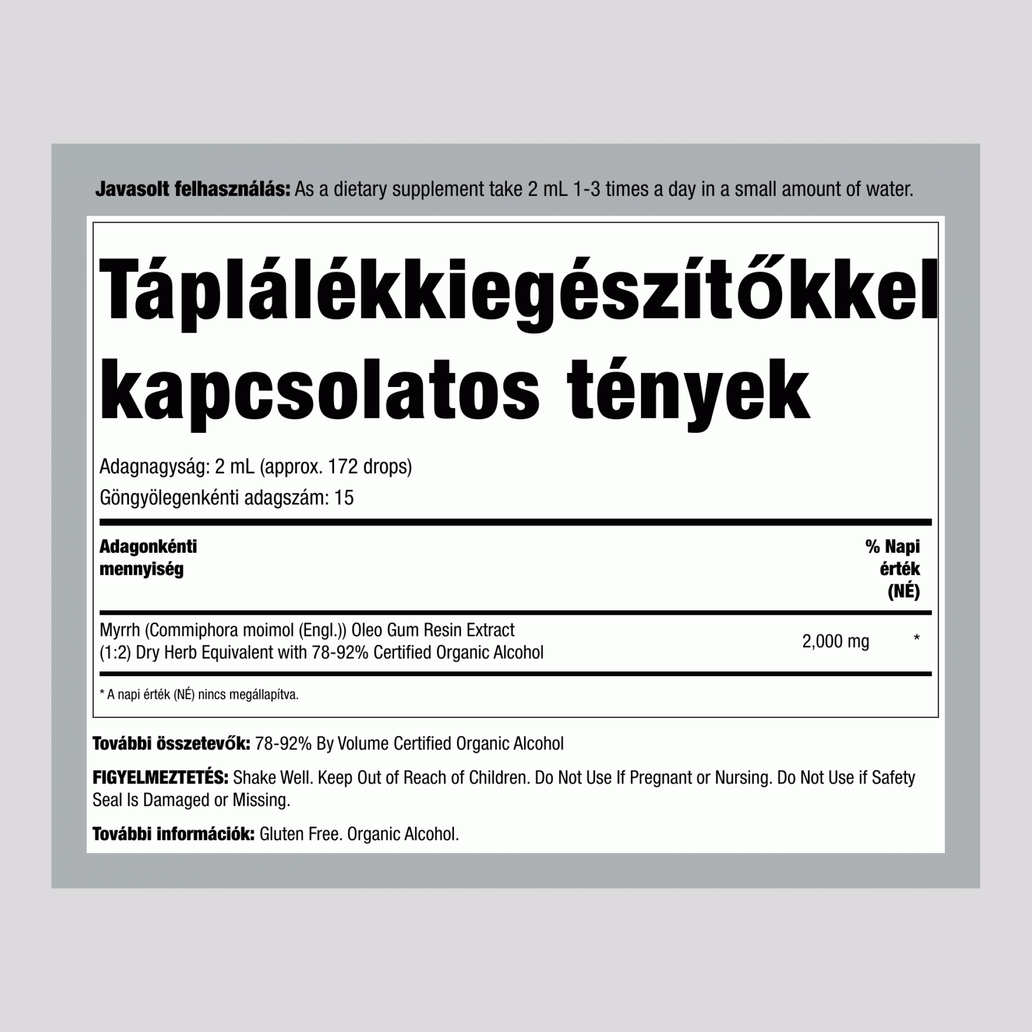 Mirhagumikivonat (folyadék) 1 fl oz 30 ml Cseppentőpalack    