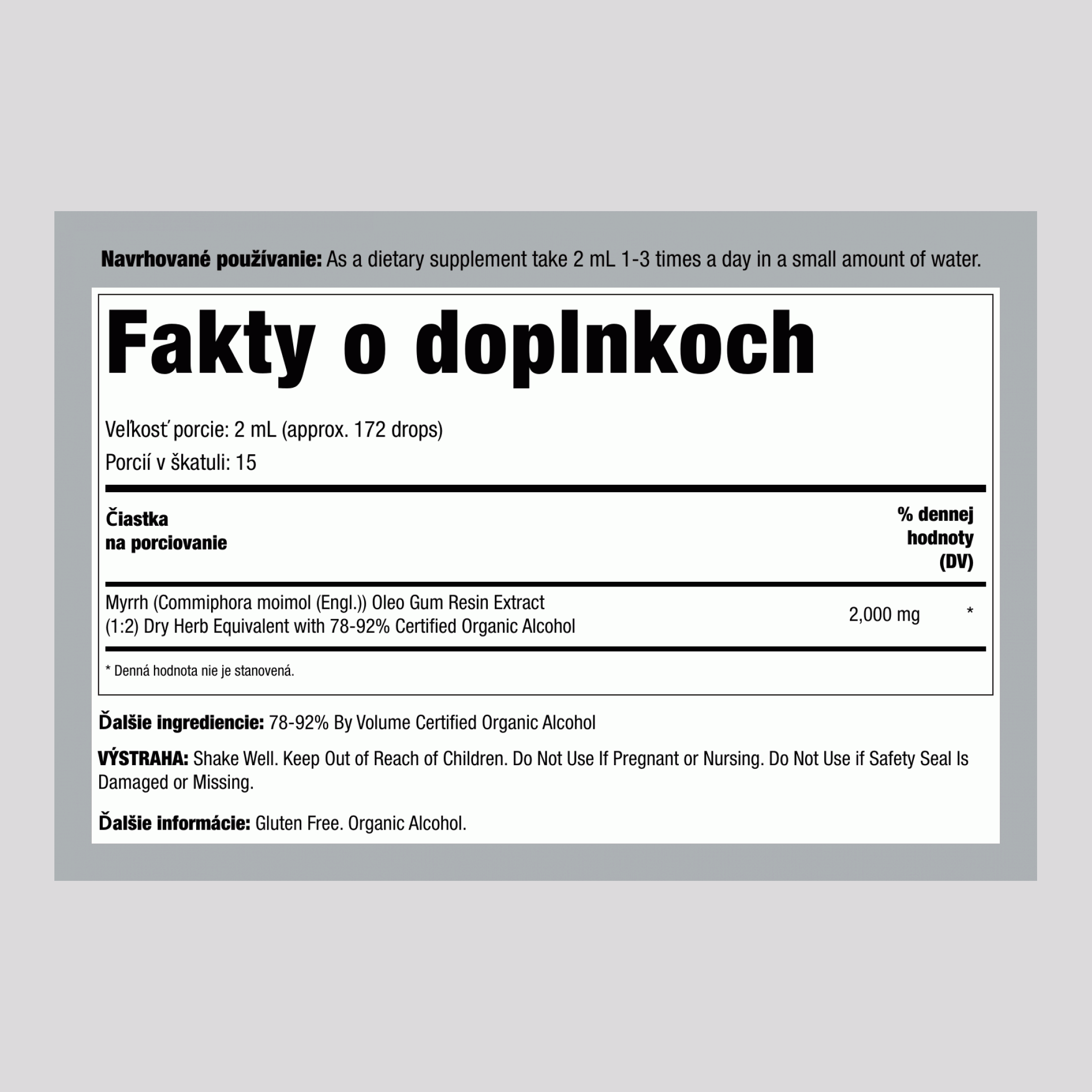 Tekutý extrakt z myrhovej živice 1 fl oz 30 ml Fľaša na kvapkadlo    