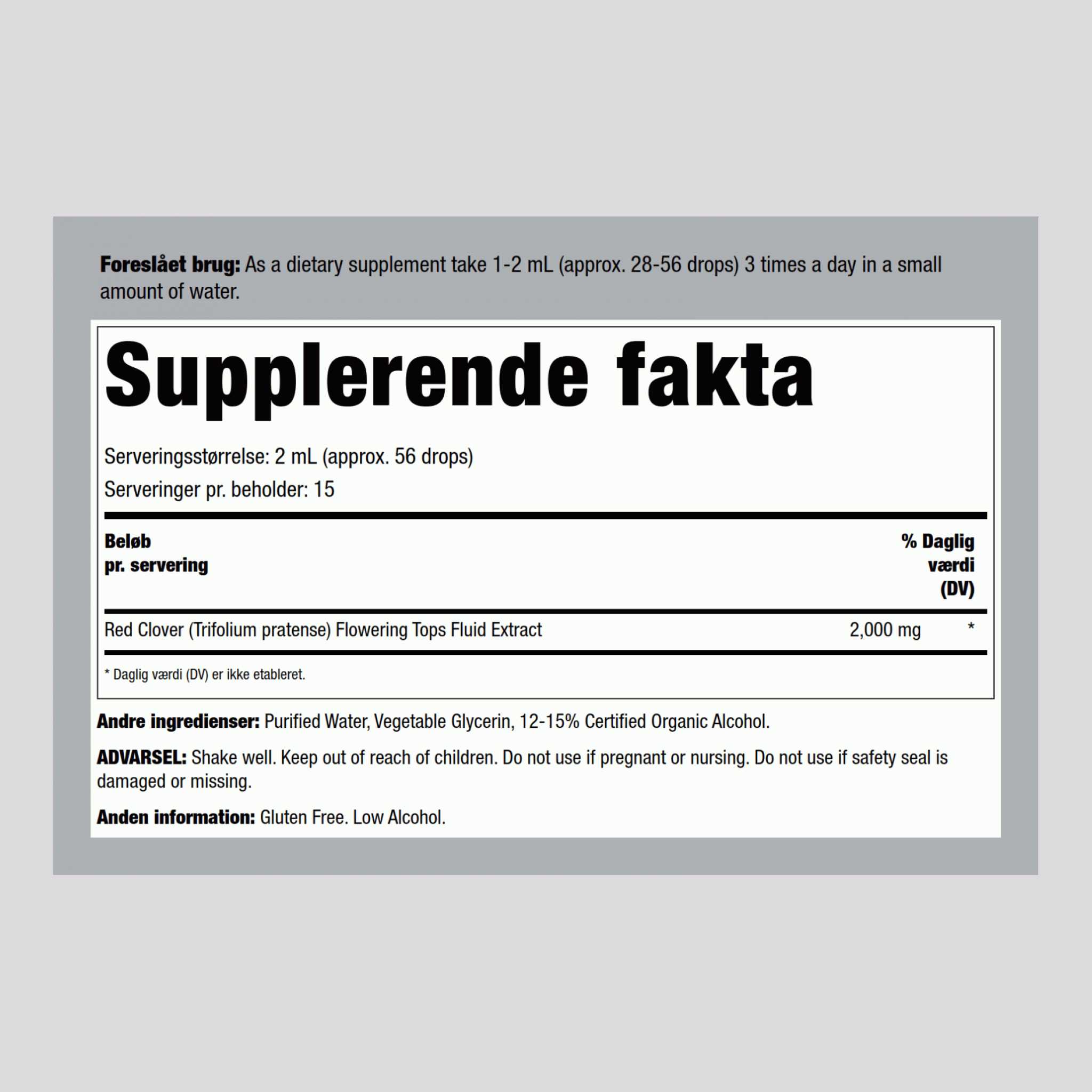 Flydende rødkløver-ekstrakt 1 fl oz 30 ml Pipetteflaske    