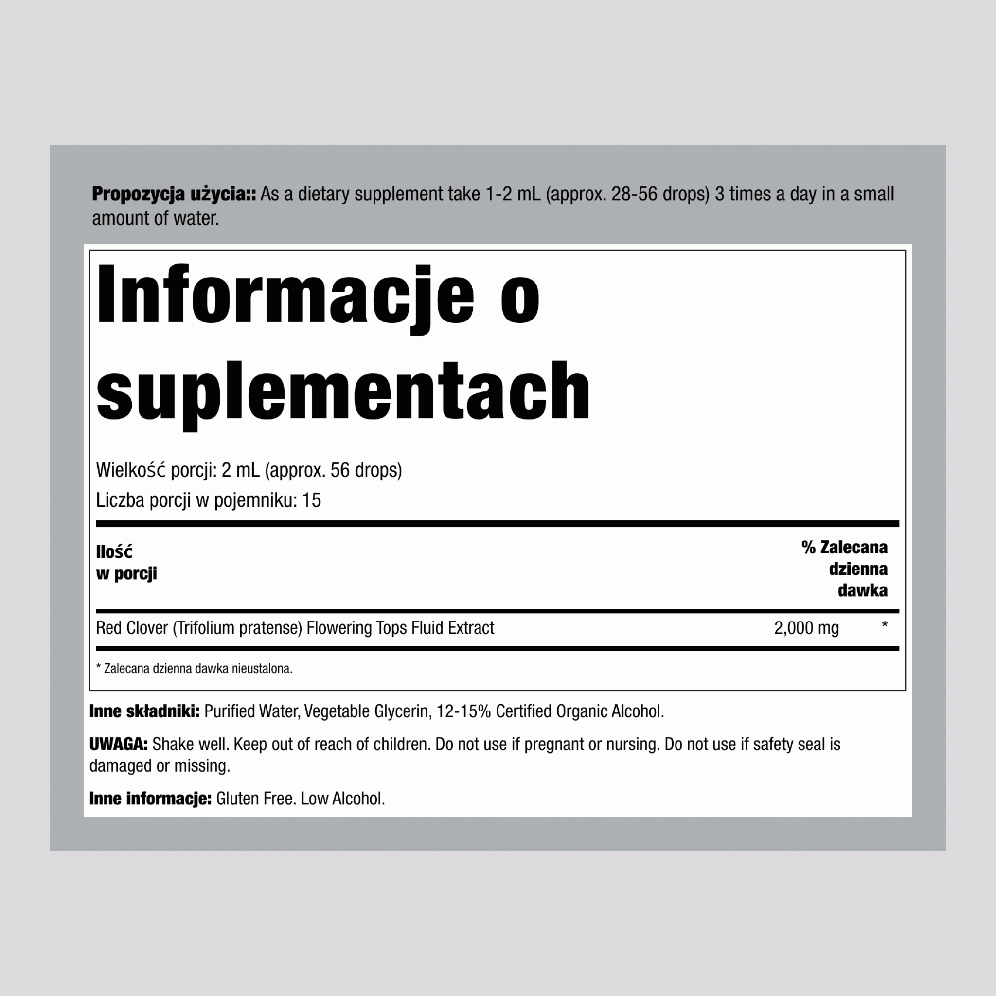 Płynny ekstrakt z czerwonej glinki 1 Uncje sześcienne 30 ml Butelka z zakraplaczem    