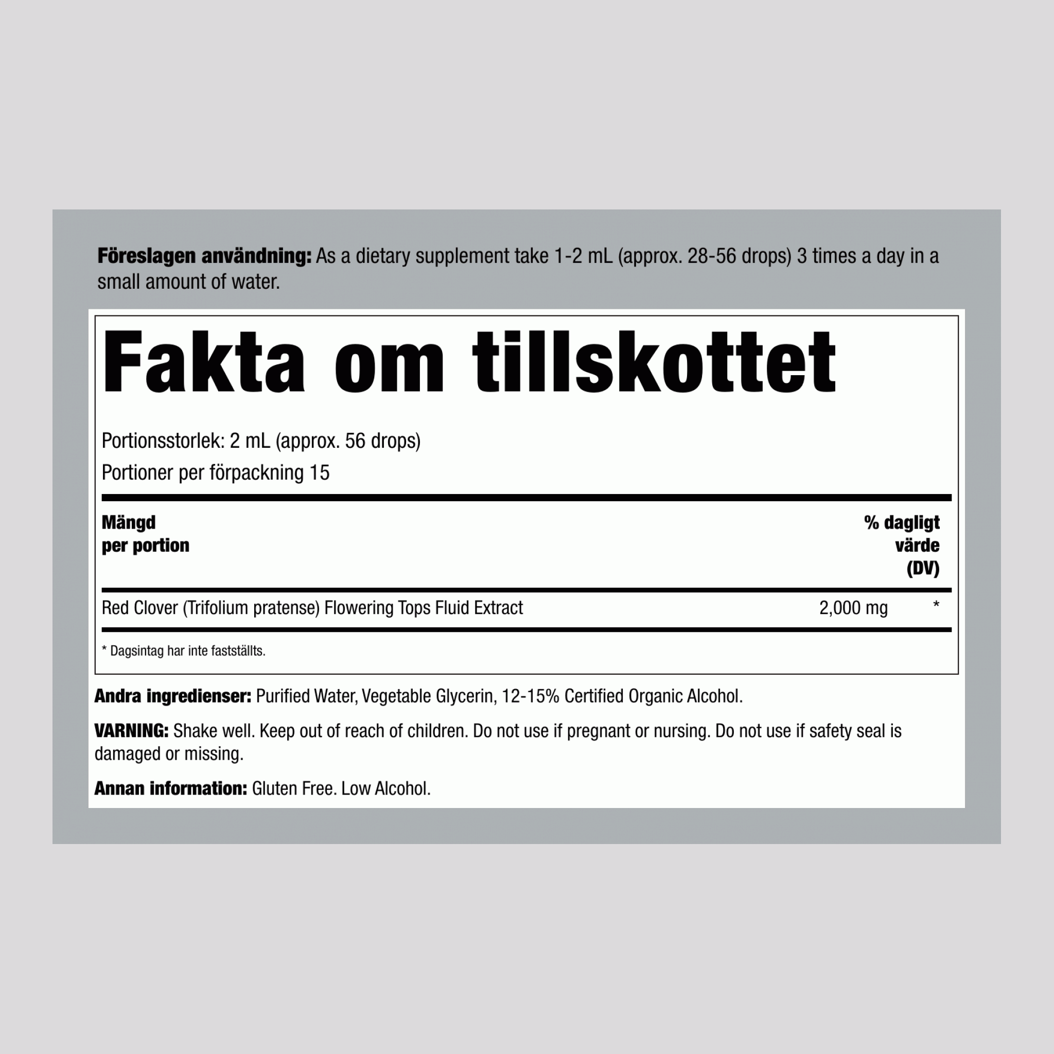 Flytande extrakt av rödklöver 1 fl oz 30 ml Pipettflaska    