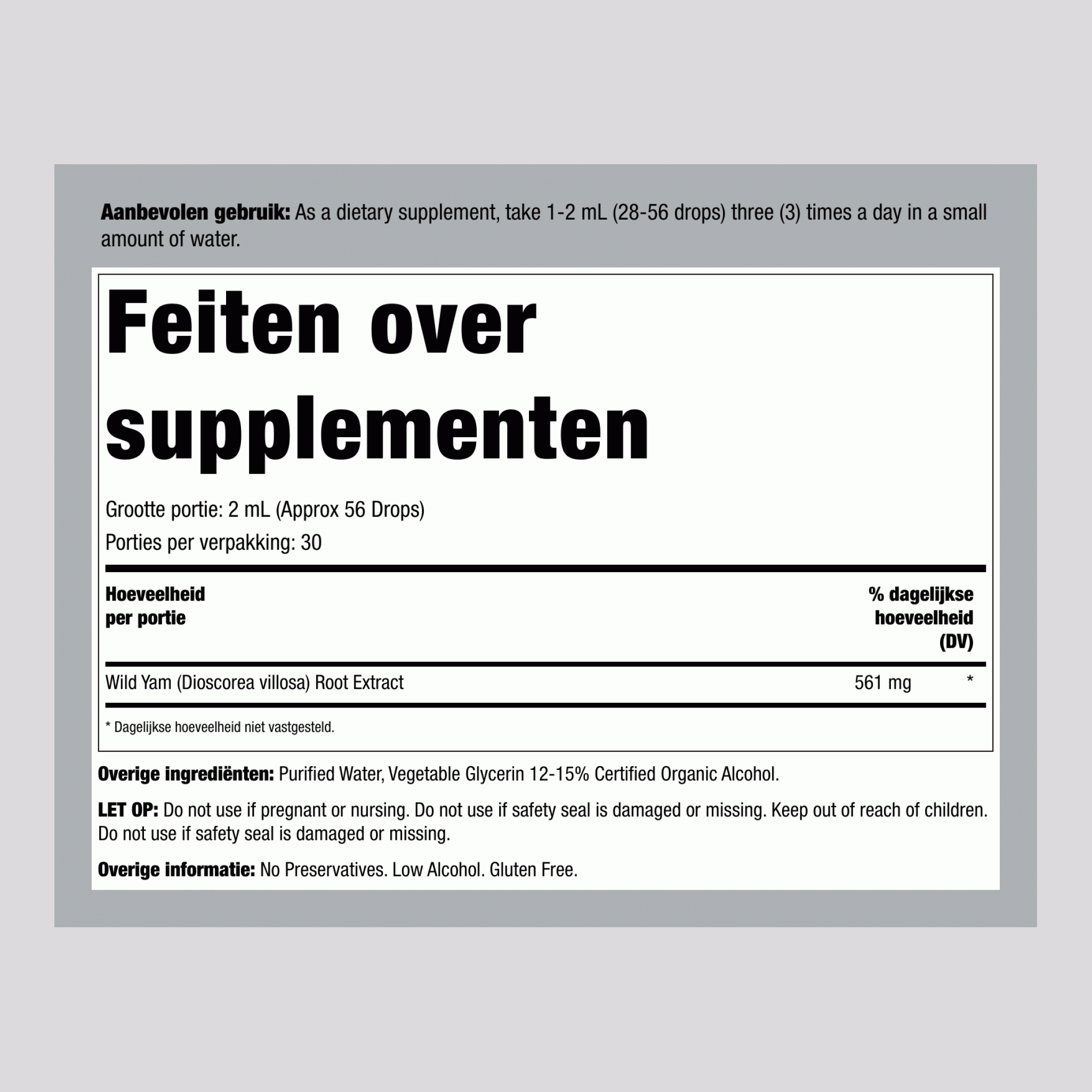 Wilde yam vloeibaar extract 2 fl oz 60 mL Druppelfles    