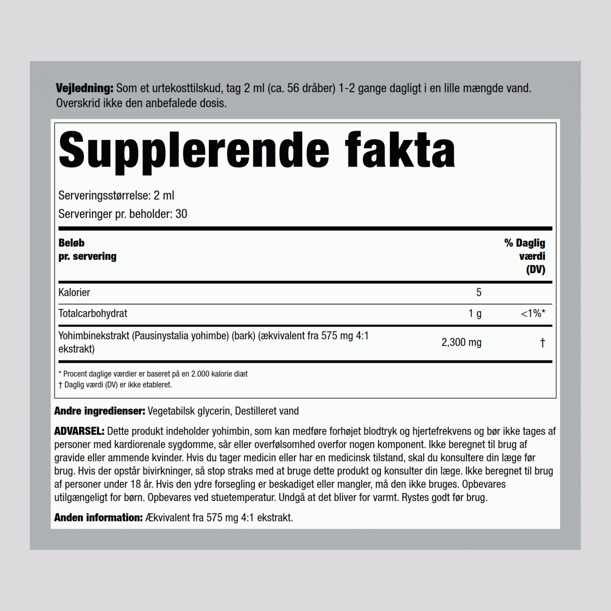 Super Yohimbe Max flydende ekstrakt Alkoholfri  2300 mg 2 fl oz 59 ml Pipetteflaske  